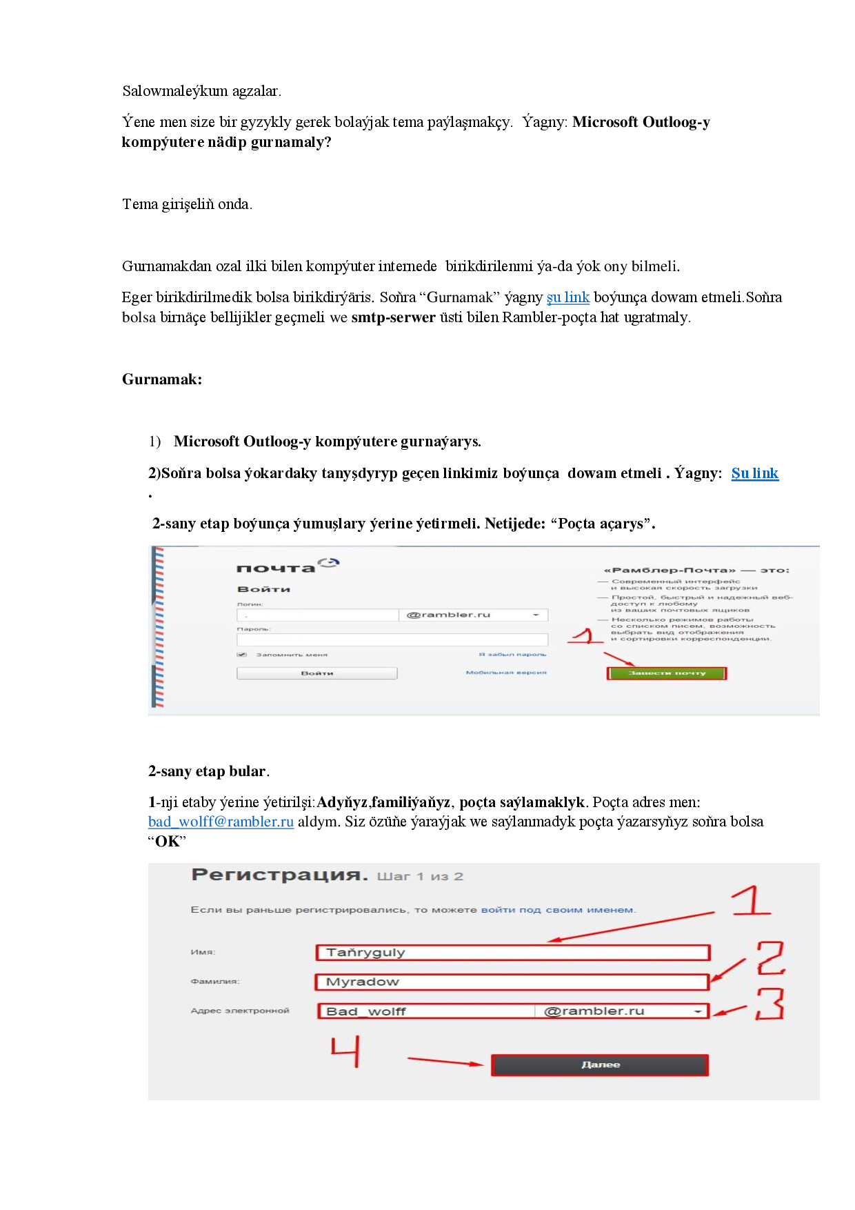 MICROSOFT OUTLOOK KOMPÝUTERE GURNAMAK