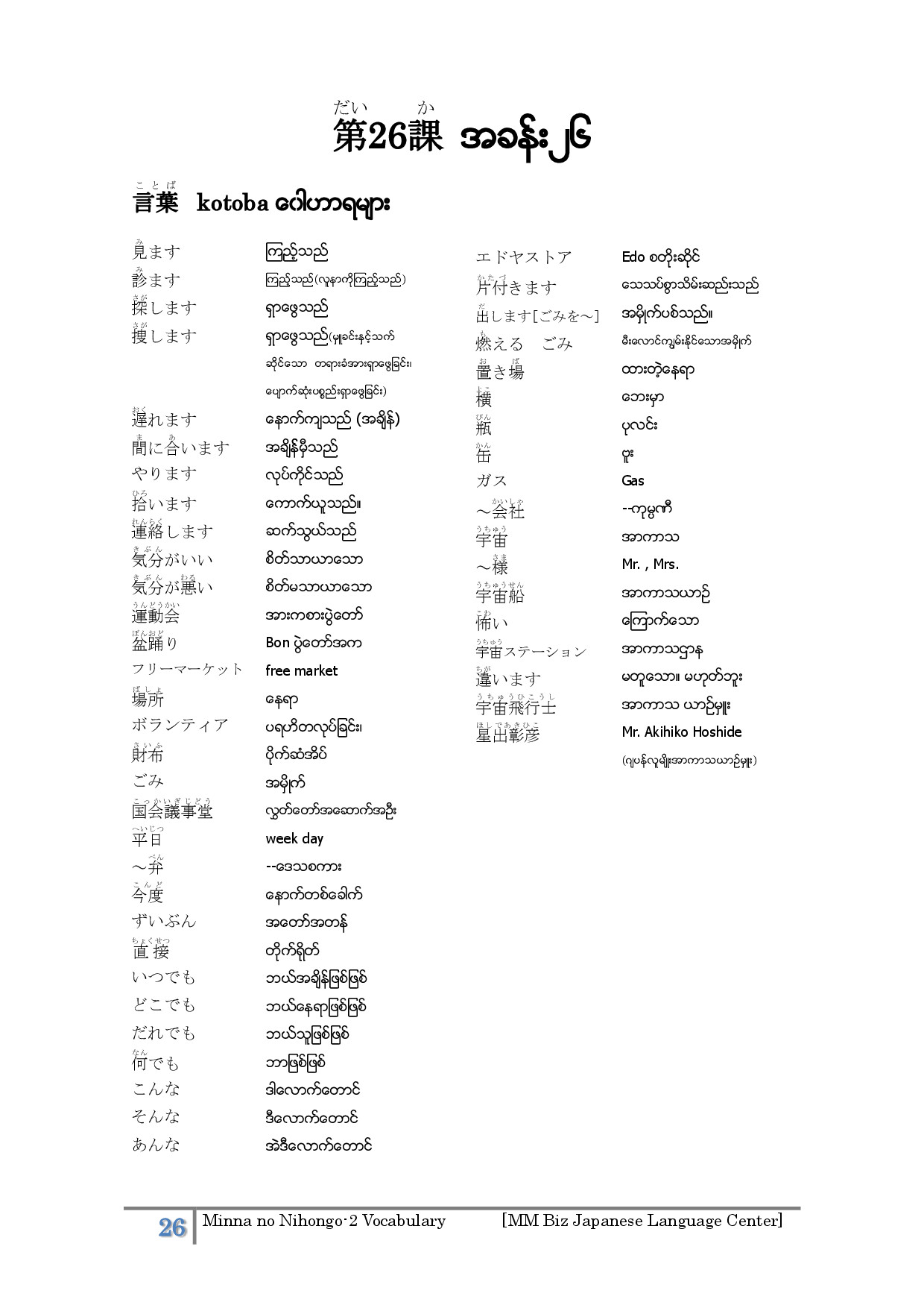 MINNA NO NIHONGO VOCAB BY MM BIZ JLC