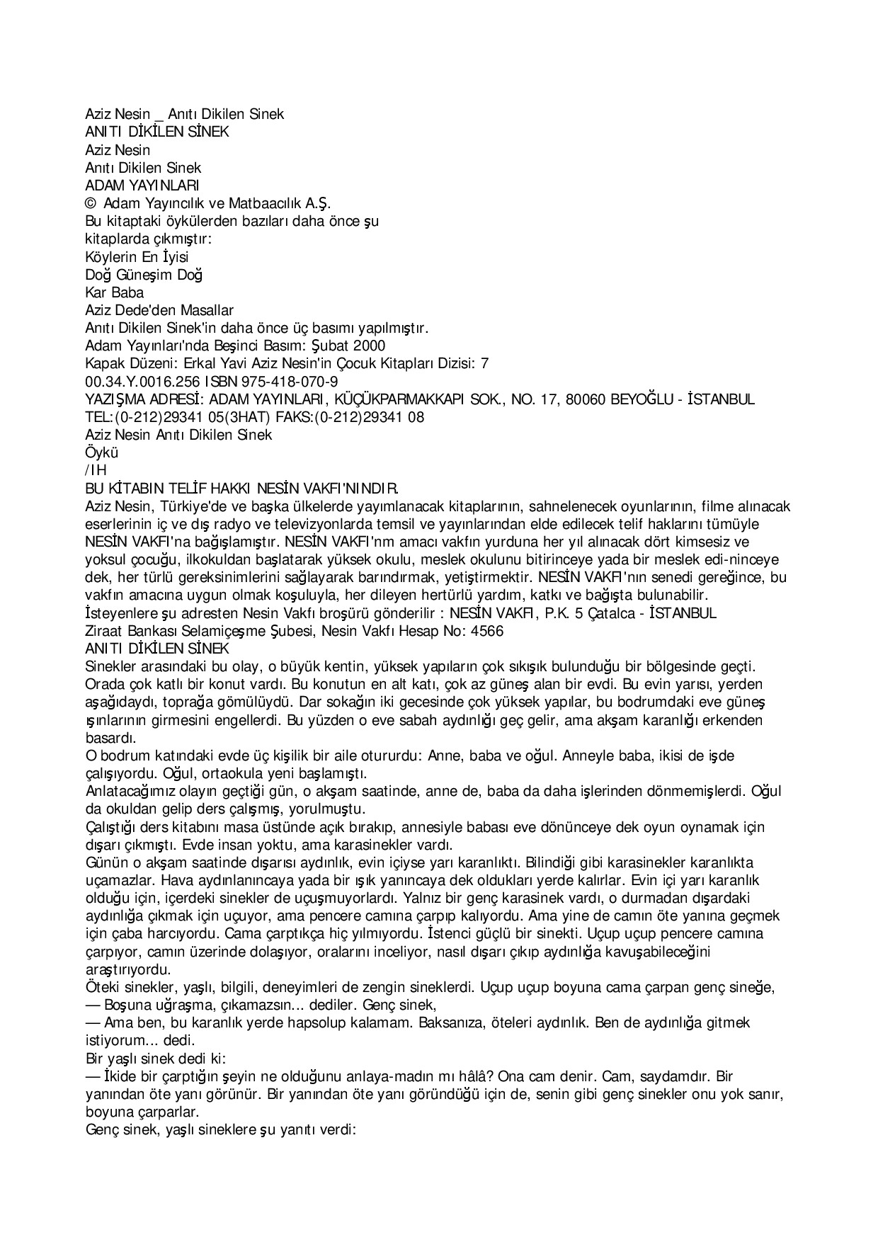 AZIZ NESIN   AN T  DIKILEN SINEK