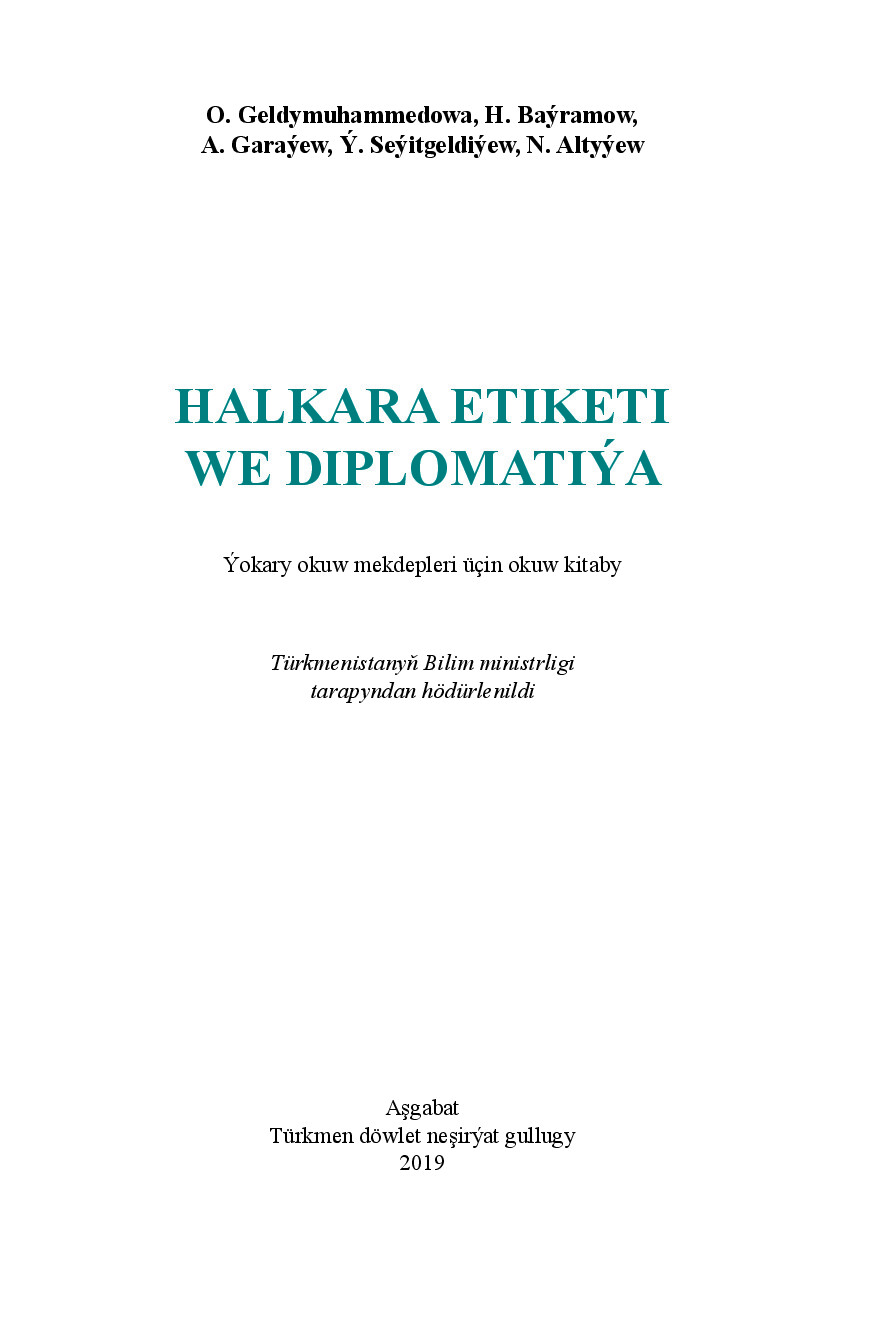 HALKARA ETIKETI WE DIPLOMATIÝA