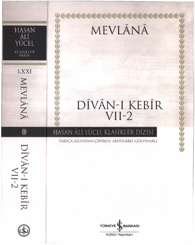 MEVLANA DIVAN I KEBIR CILT VII 2 İŞ BANKASI YAYINLARI