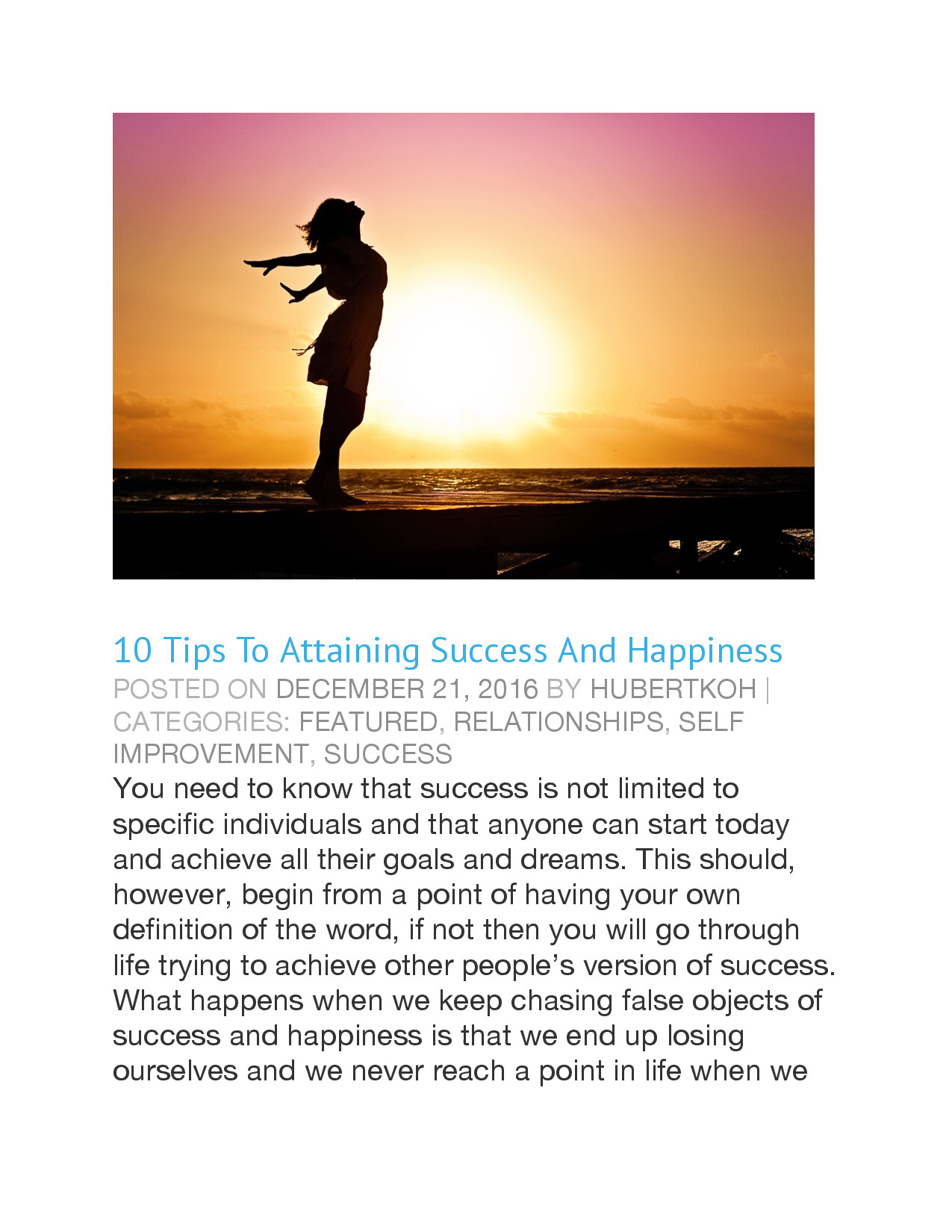 10 TIPS TO ATTAINING SUCCESS AND HAPPINESS