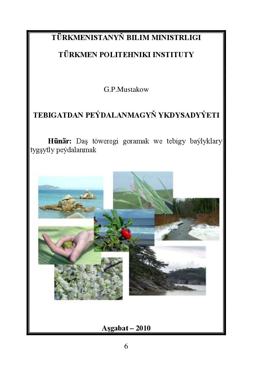 TEBIGATDAN PEÝDALANMAGYŇ YKDYSADYÝETI