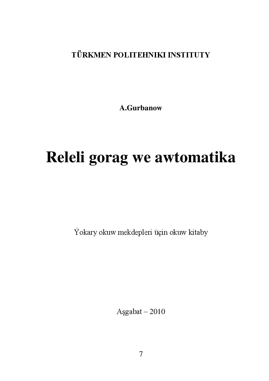 RELELI GORAG WE AWTOMATIKA
