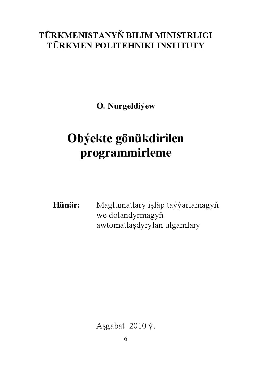 OBÝEKTE GÖNÜKDIRILEN PROGRAMMIRLEME