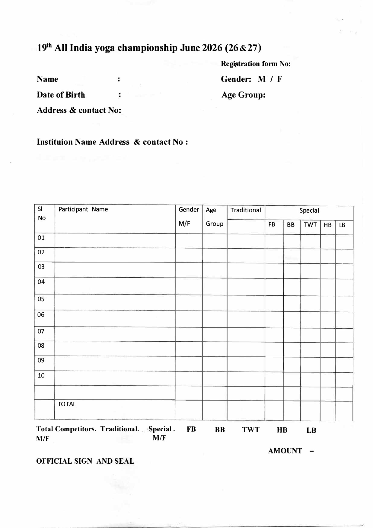 REGITRATION FORM