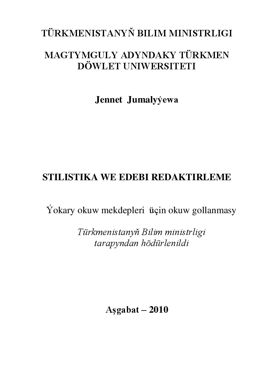 STILISTIKA WE EDEBI REDAKTIRLEME
