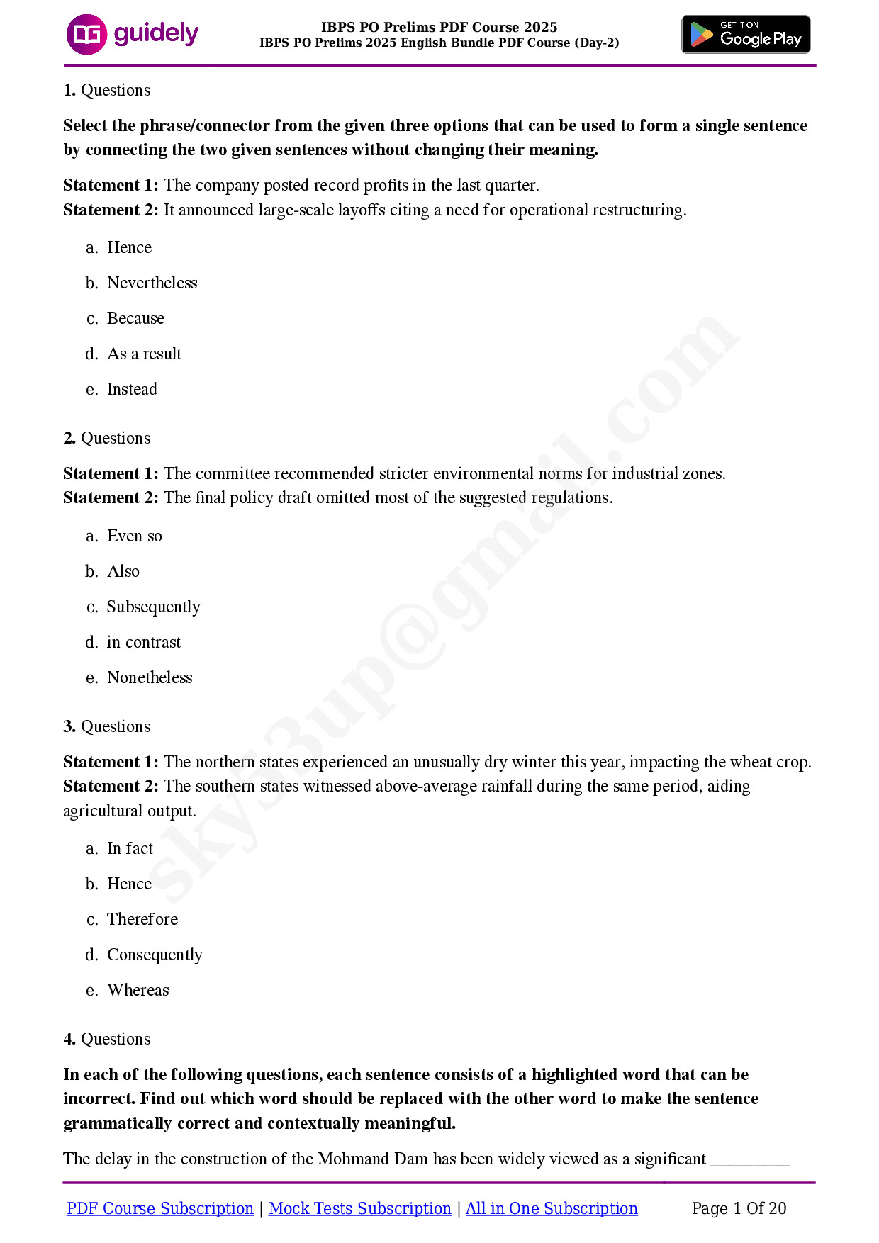 IBPS PO PRELIMS 2025 ENGLISH BUNDLE PDF COURSE (DAY 2)