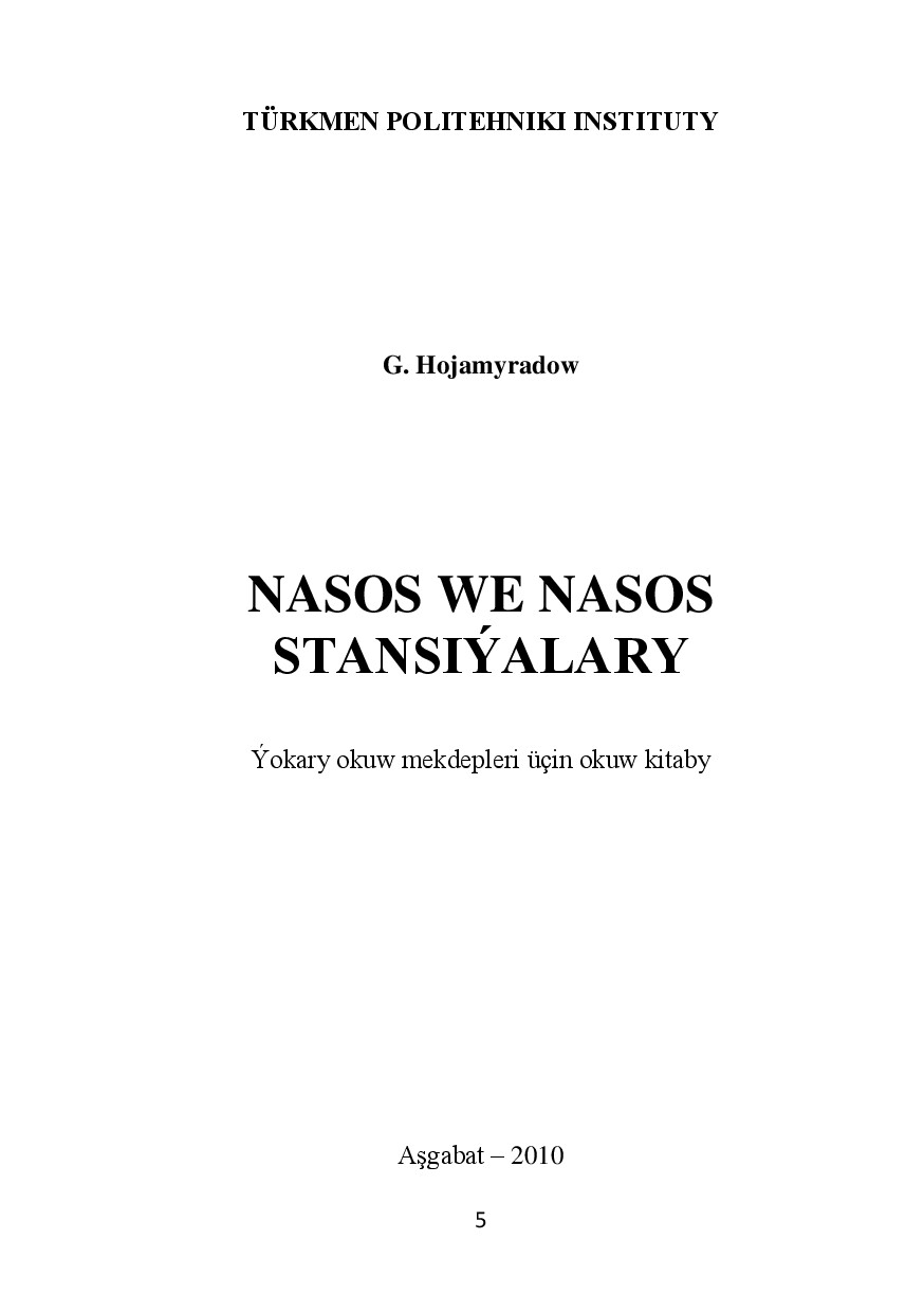 NASOS WE NASOS STANSIÝALARY