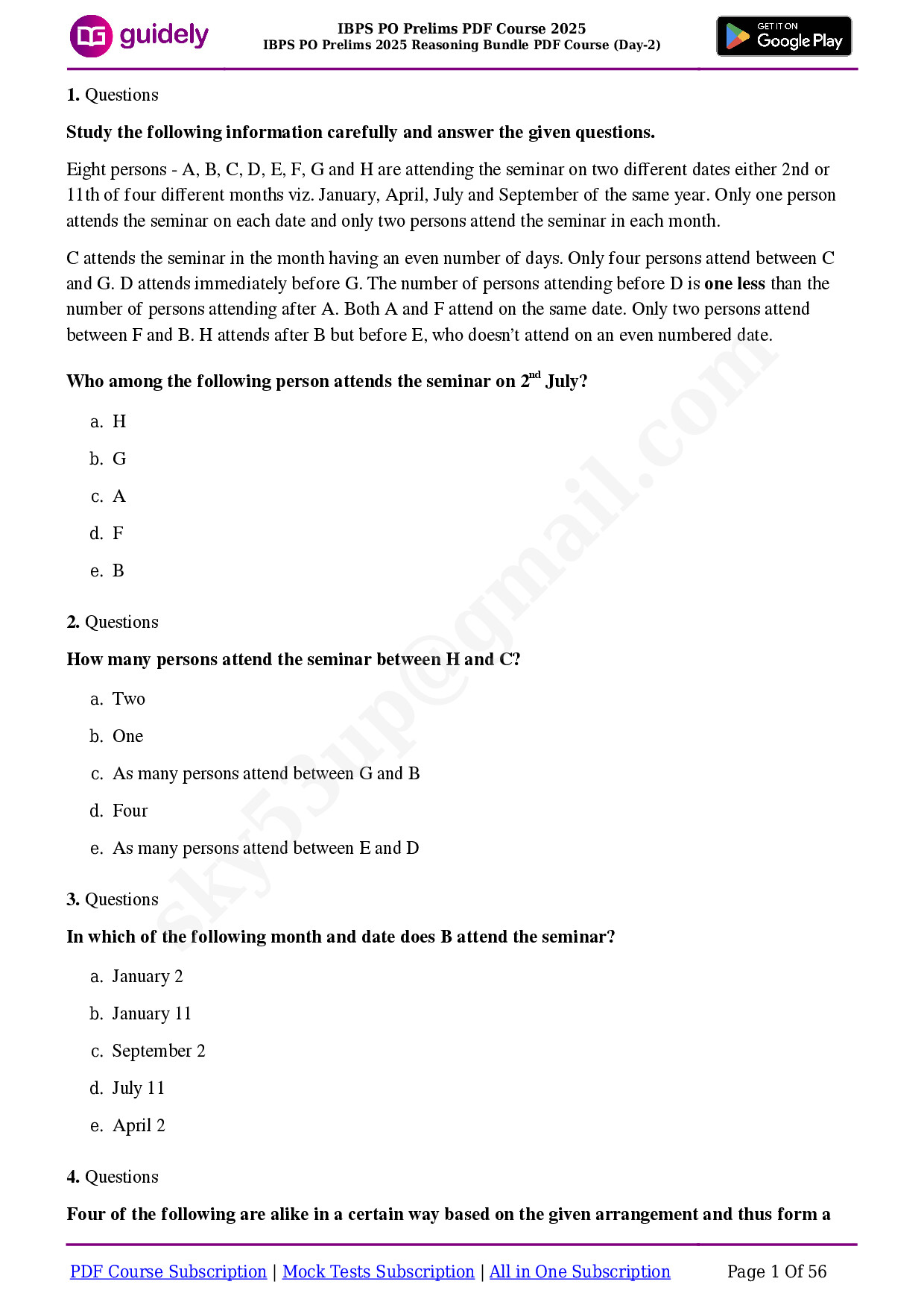 IBPS PO PRELIMS 2025 REASONING BUNDLE PDF COURSE (DAY 2)