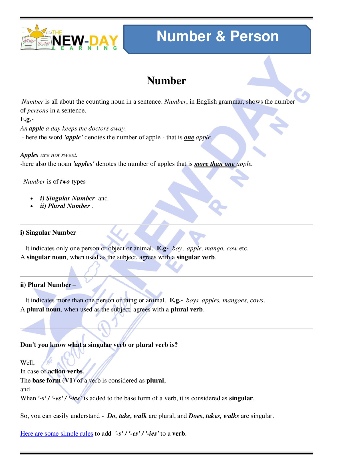 NUMBER & PERSON (1)