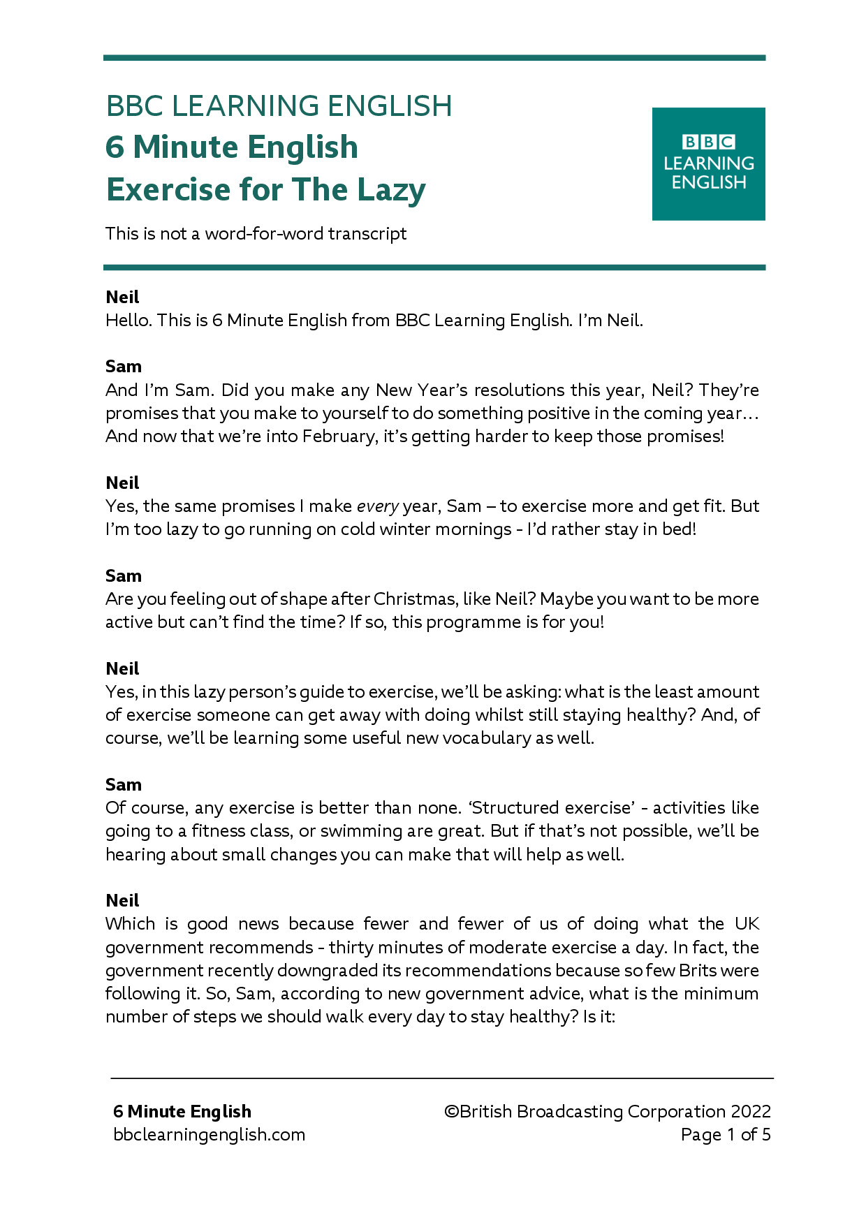 EXERCISE FOR THE LAZY