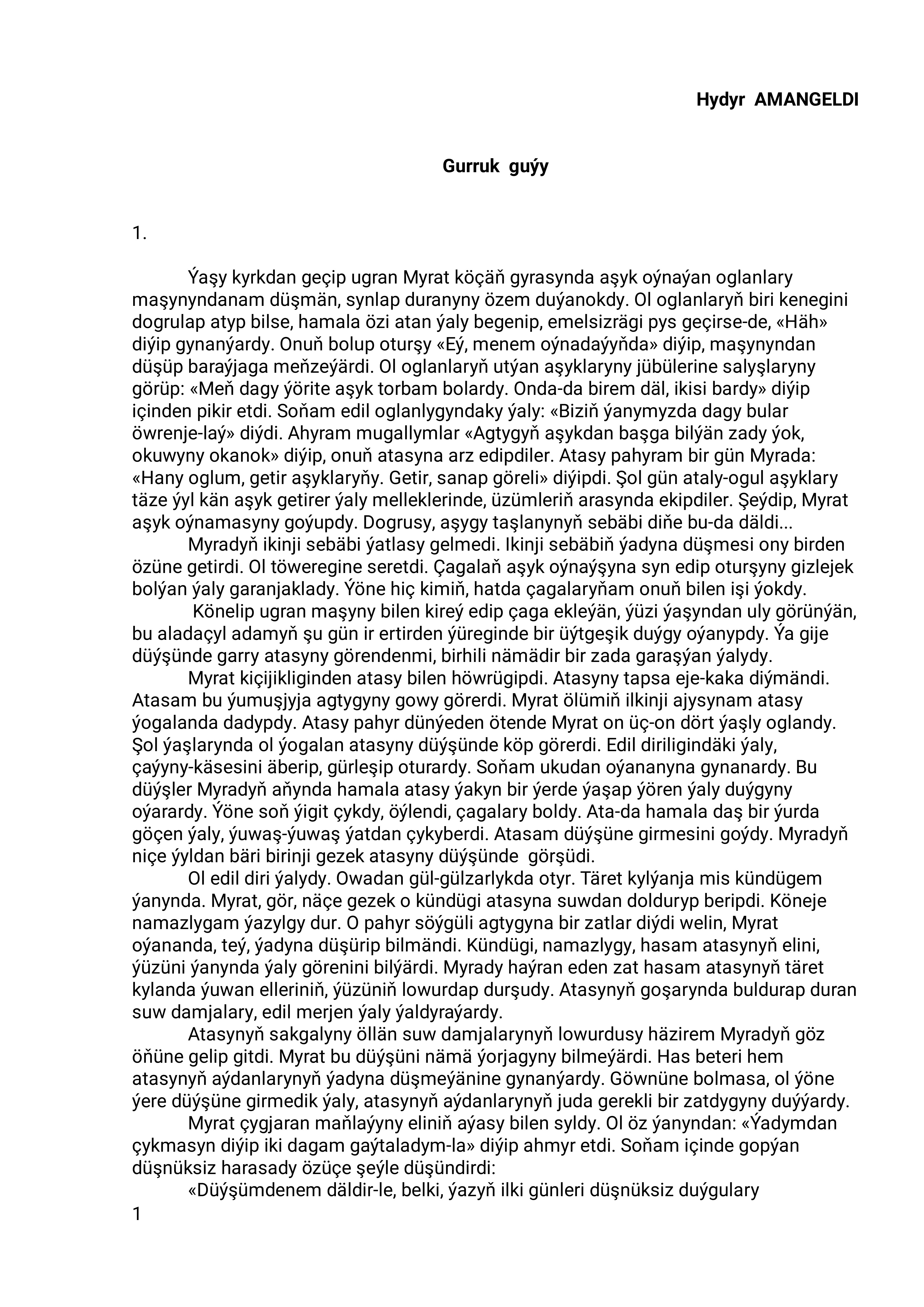 GURRUK GUÝY HYDYR AMANGELDI