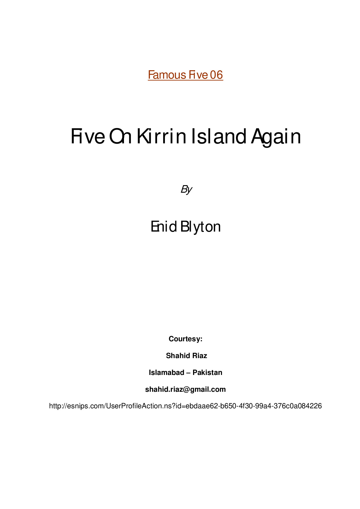 FIVE ON KIRRIN ISLAND AGAIN (FAMOUS FIVE)