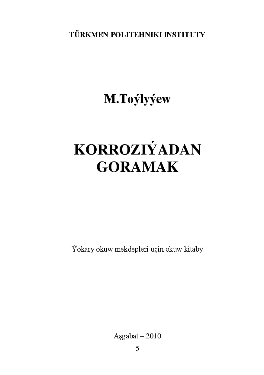 KORROZIÝADAN GORAMAK