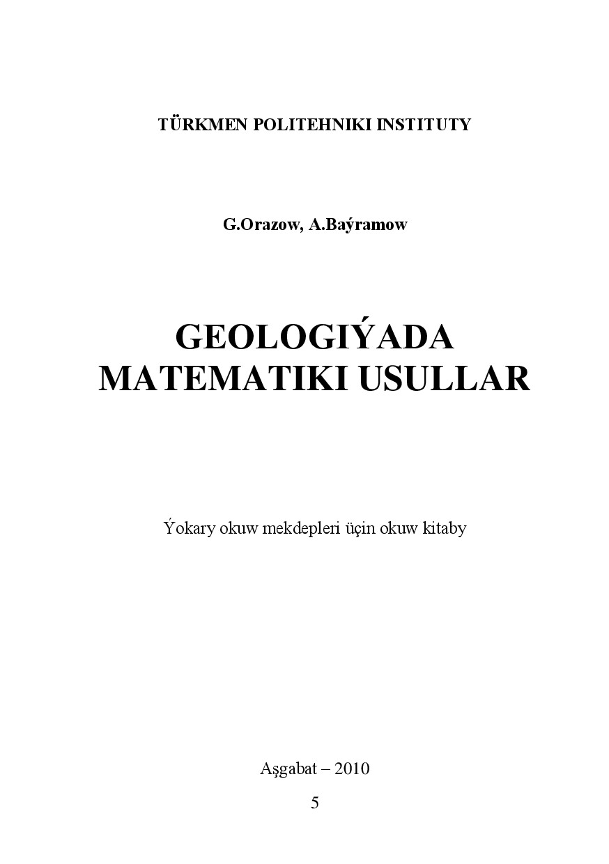 GEOLOGIÝADA MATEMATIKI USULLAR