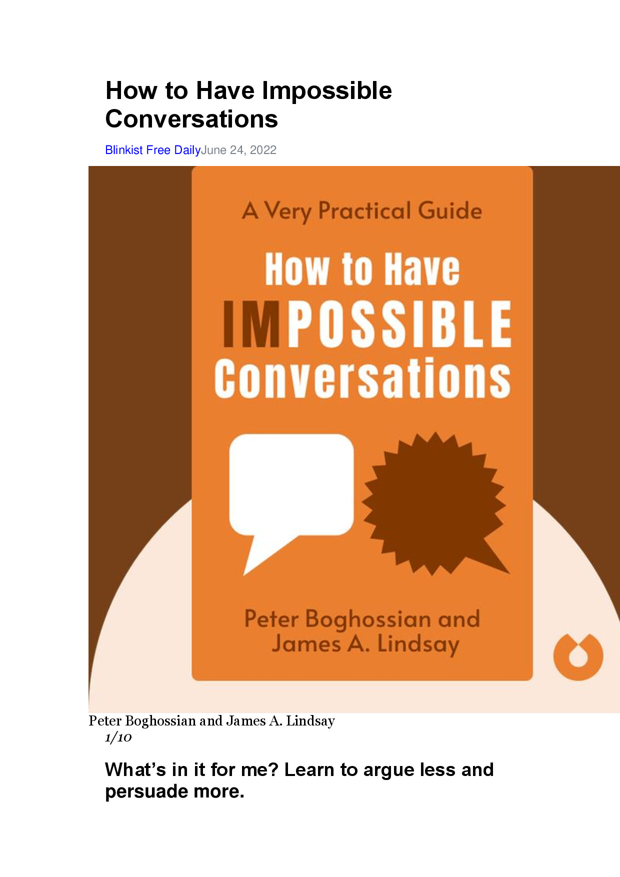 HOW TO HAVE IMPOSSIBLE CONVERSATIONS BOOK