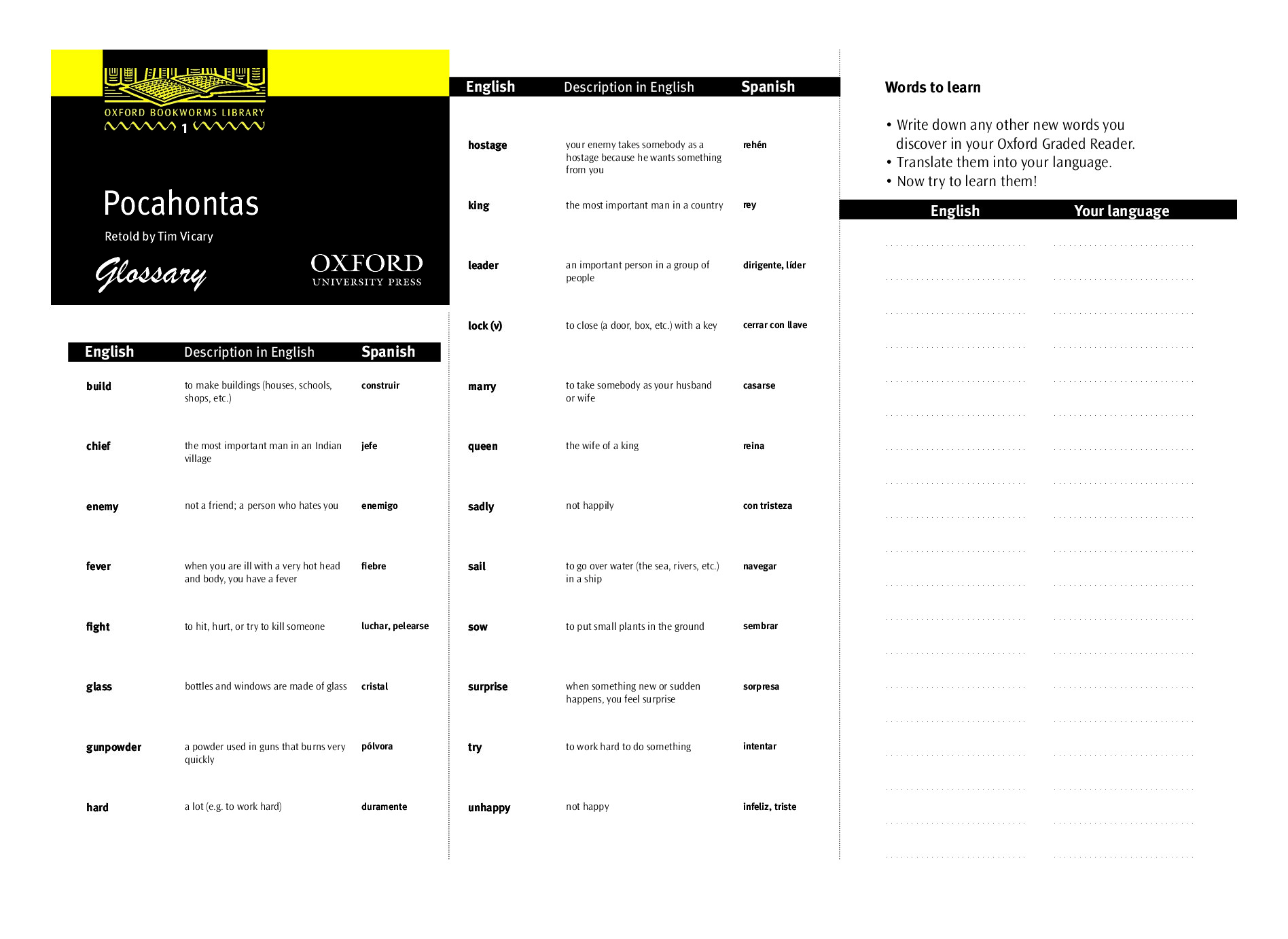 POCAHONTAS GLOSSARY