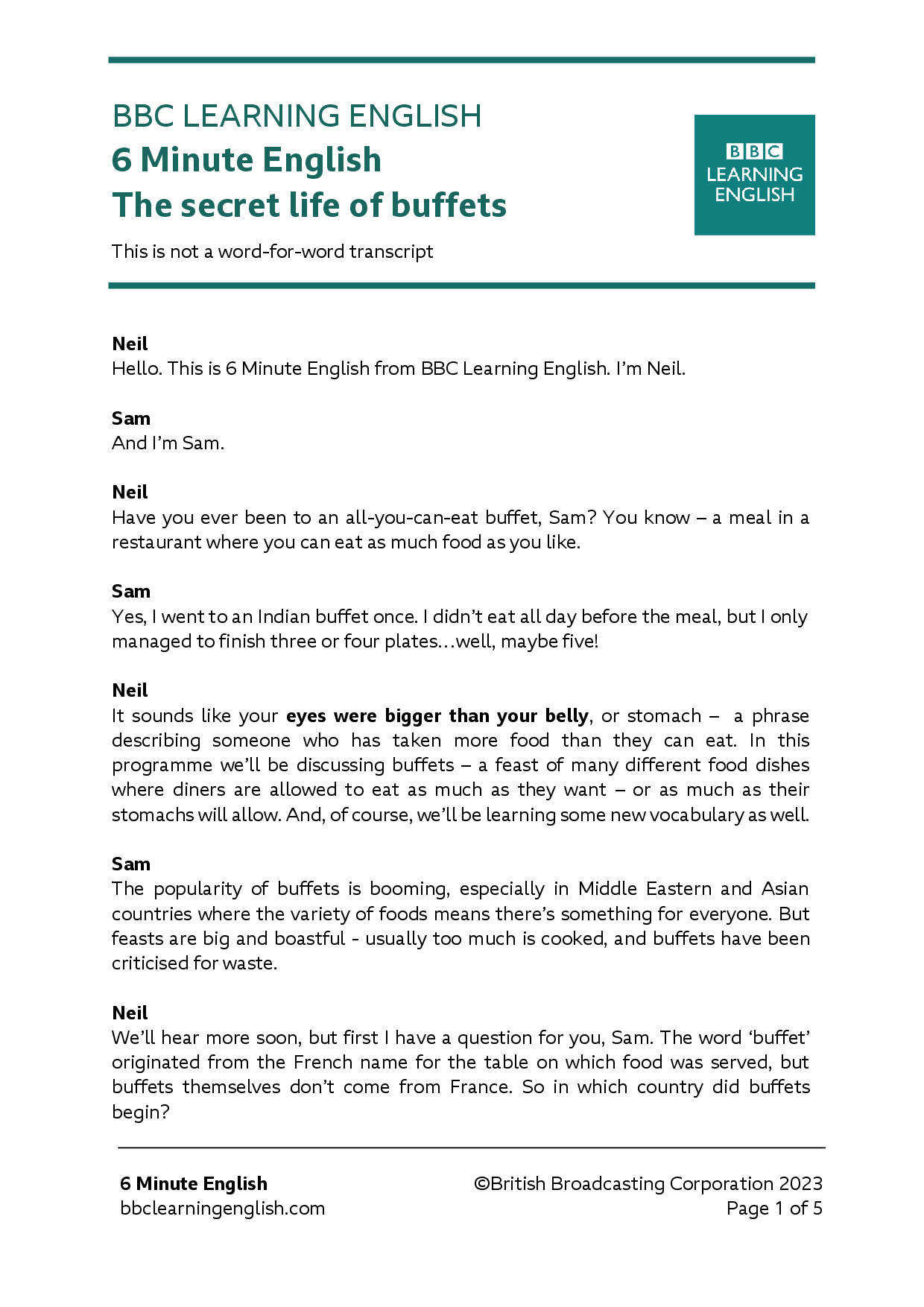 THE HIDDEN LIFE OF BUFFETS