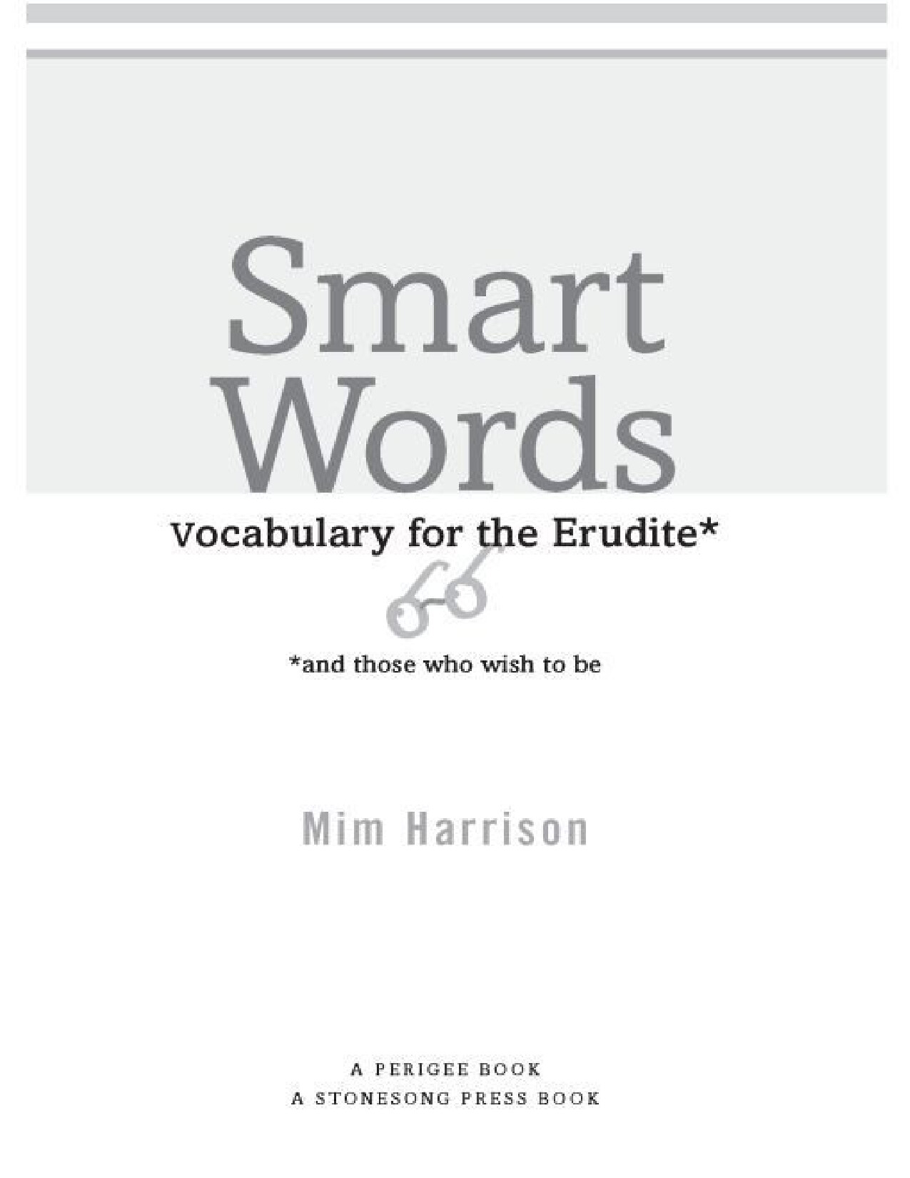 HARRISON MIM SMART WORDS VOCABULARY FOR THE ERUDIT