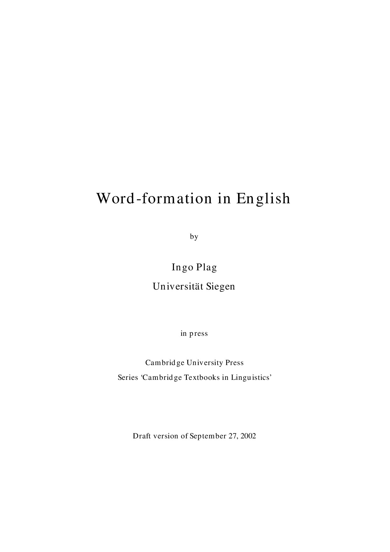 WORD FORMATION IN ENGLISH