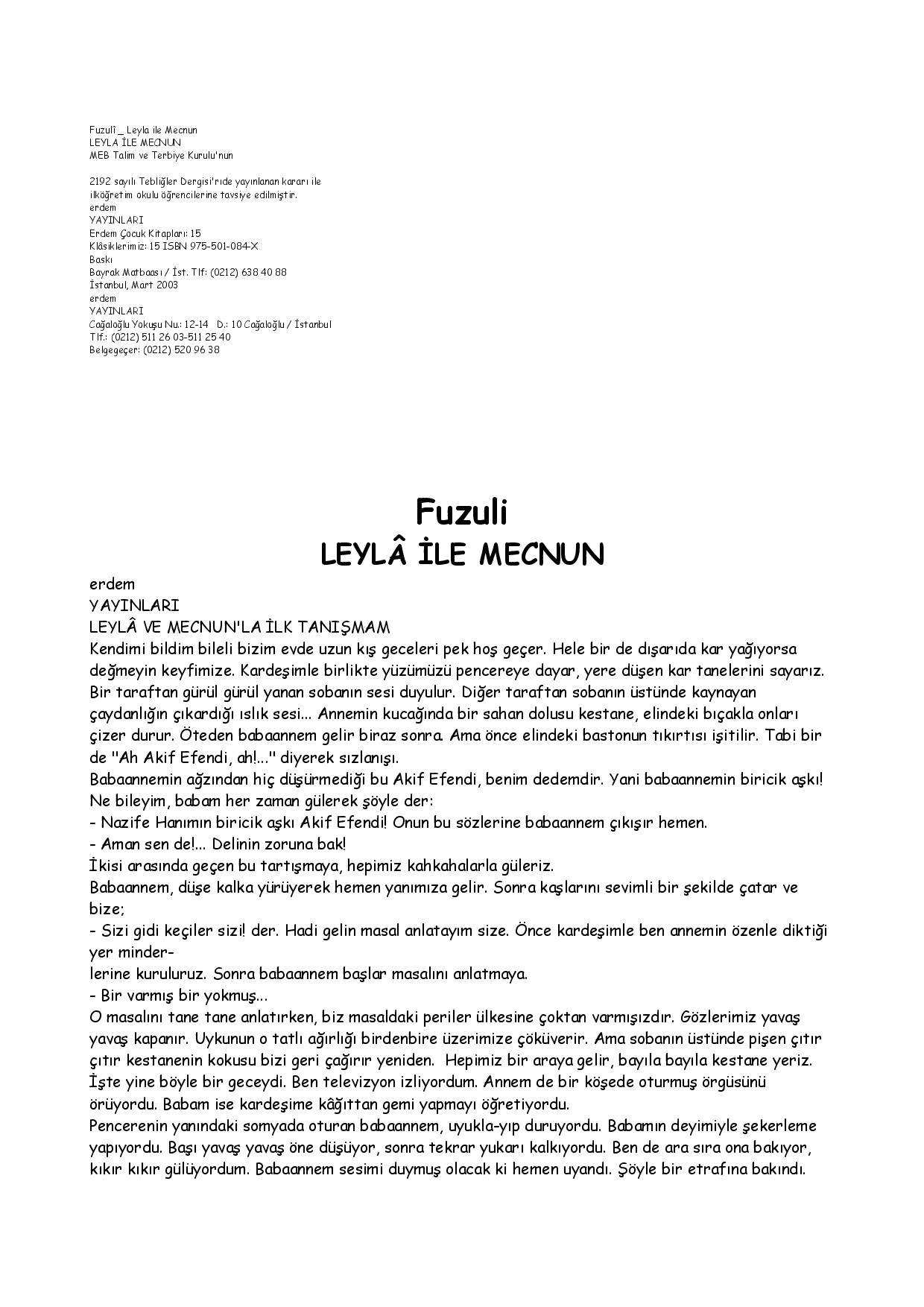 FUZULI LEYLA ILE MECNUN