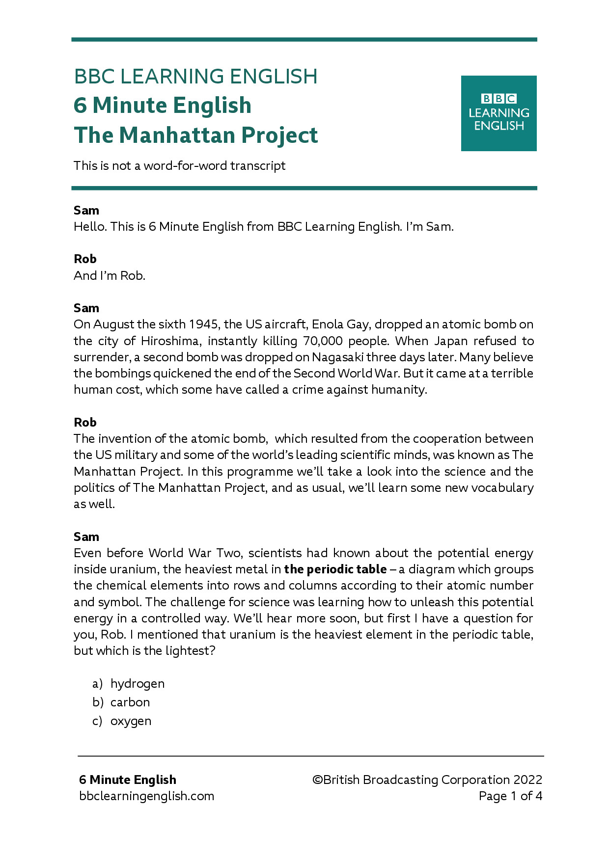 THE MANHATTAN PROJECT