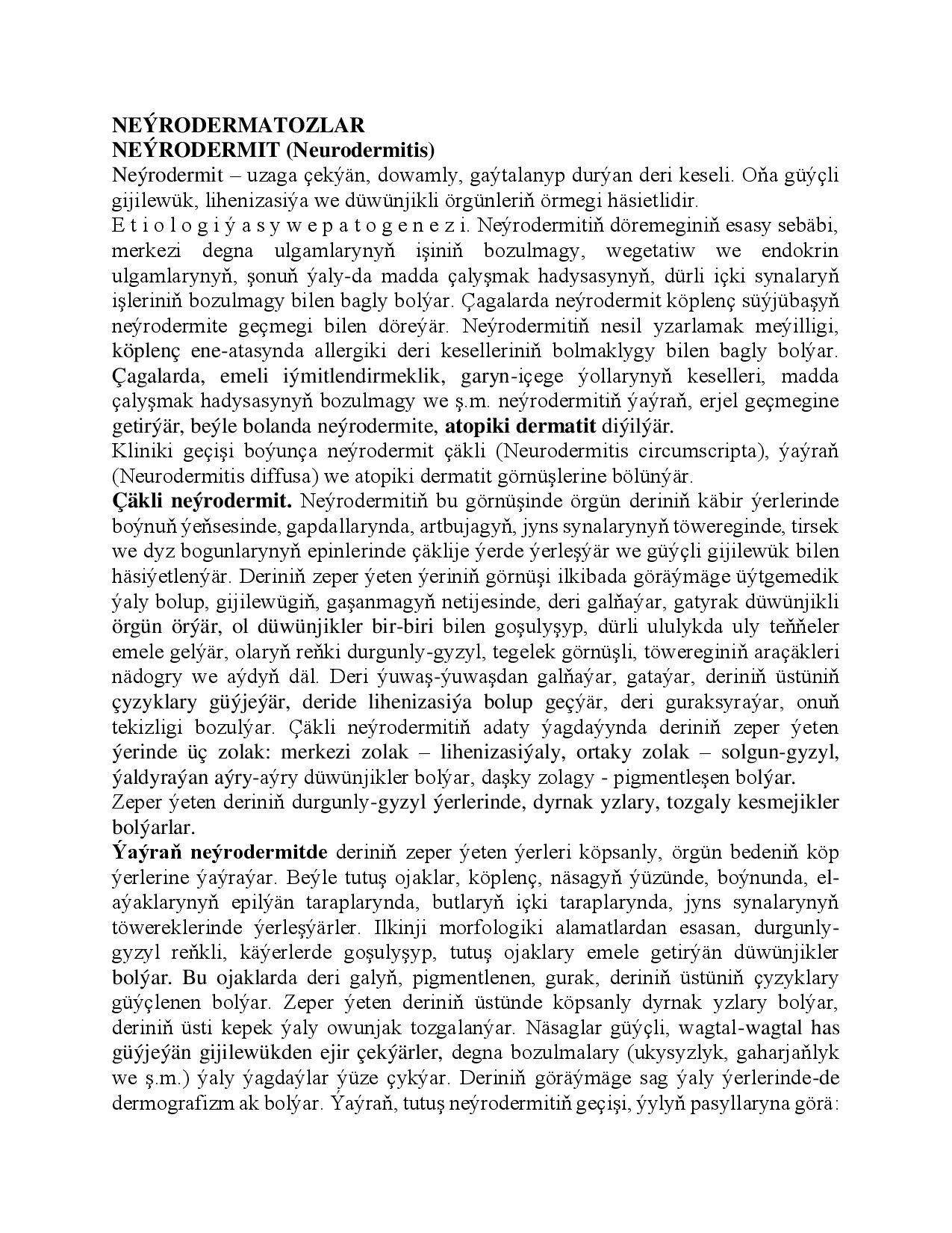 NEÝRODERMATOZLAR