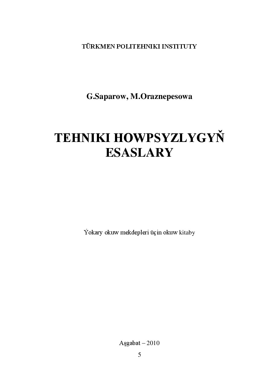 TEHNIKI HOWPSYZLYGYŇ ESASLARY