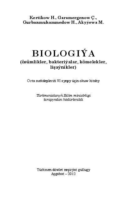 Biologiýa 6-njy synp