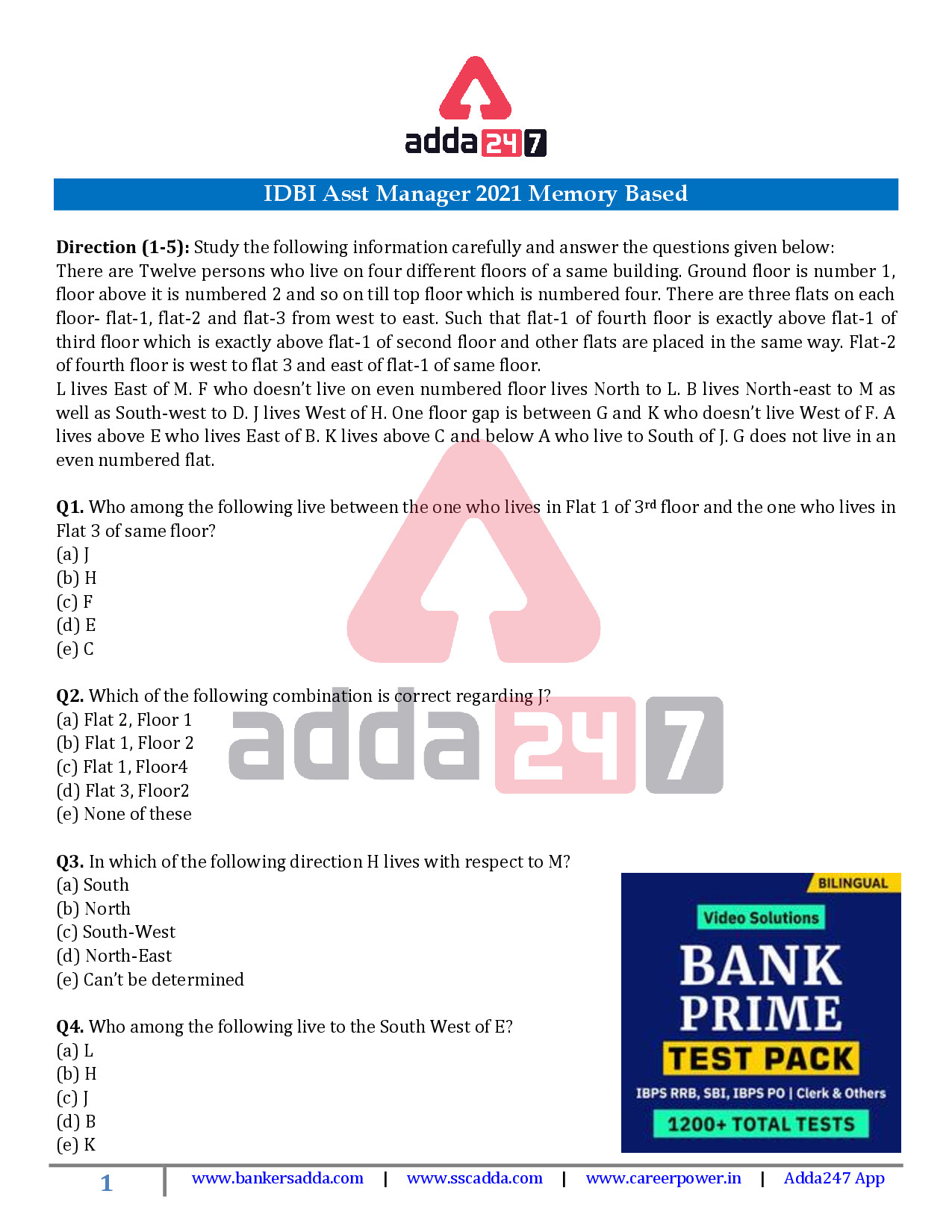 IDBI ASST MANAGER 2021 MEMORY BASED