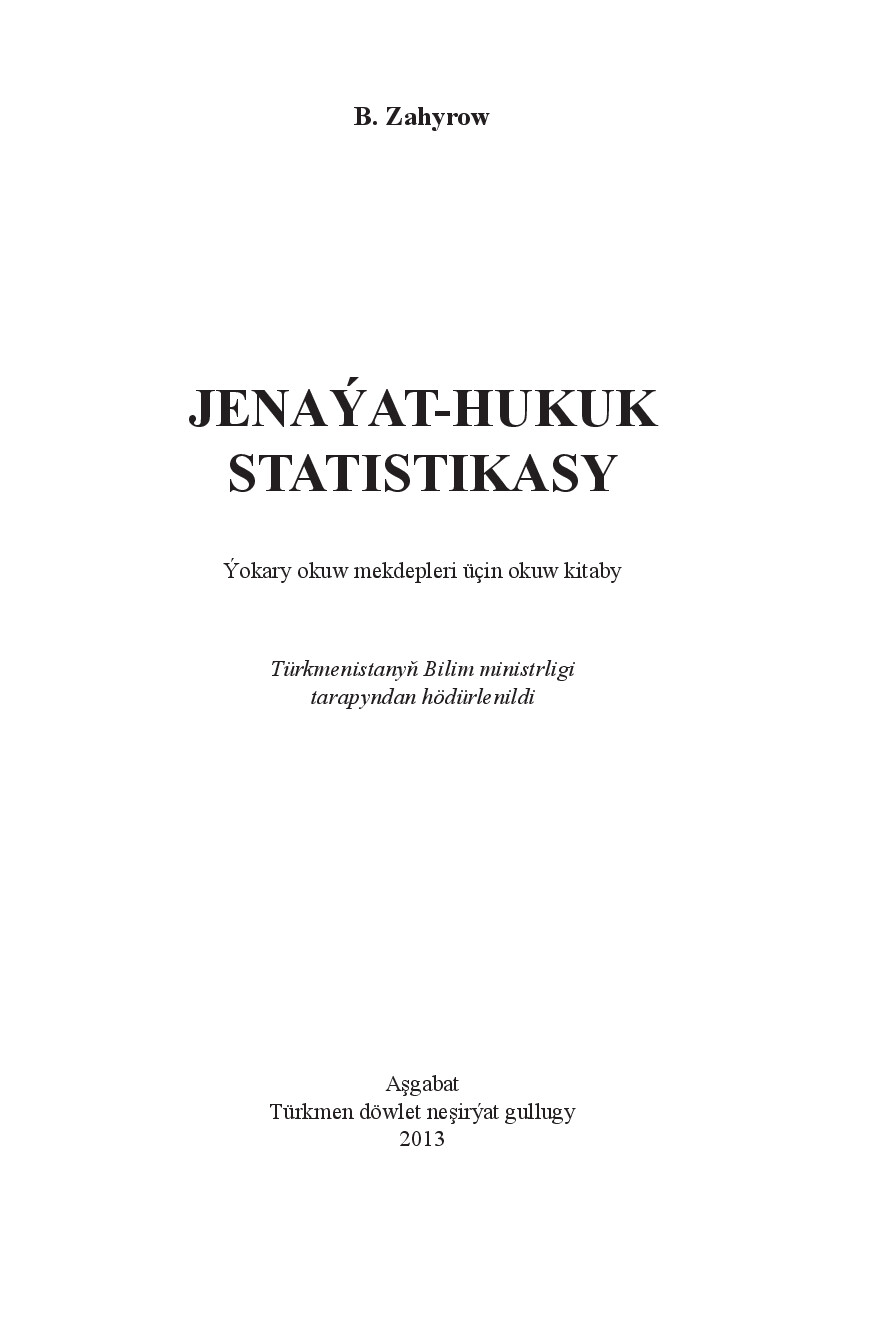 JENAÝAT HUKUK STATISTIKASY
