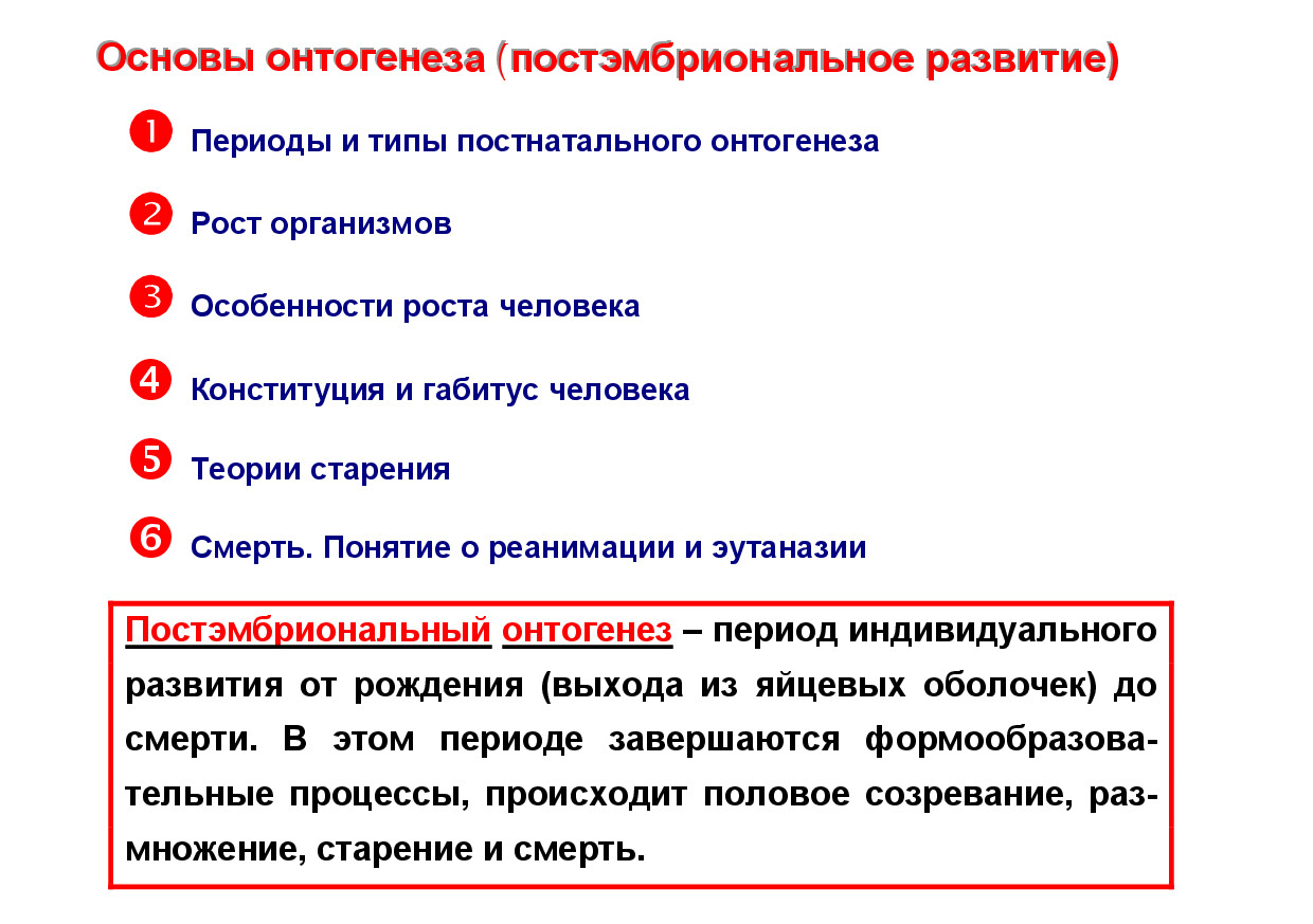 2.01.ОСНОВЫ ОНТОГЕНЕЗА (ПОСТЭМБРИОНАЛЬНОЕ РАЗВИТИЕ)