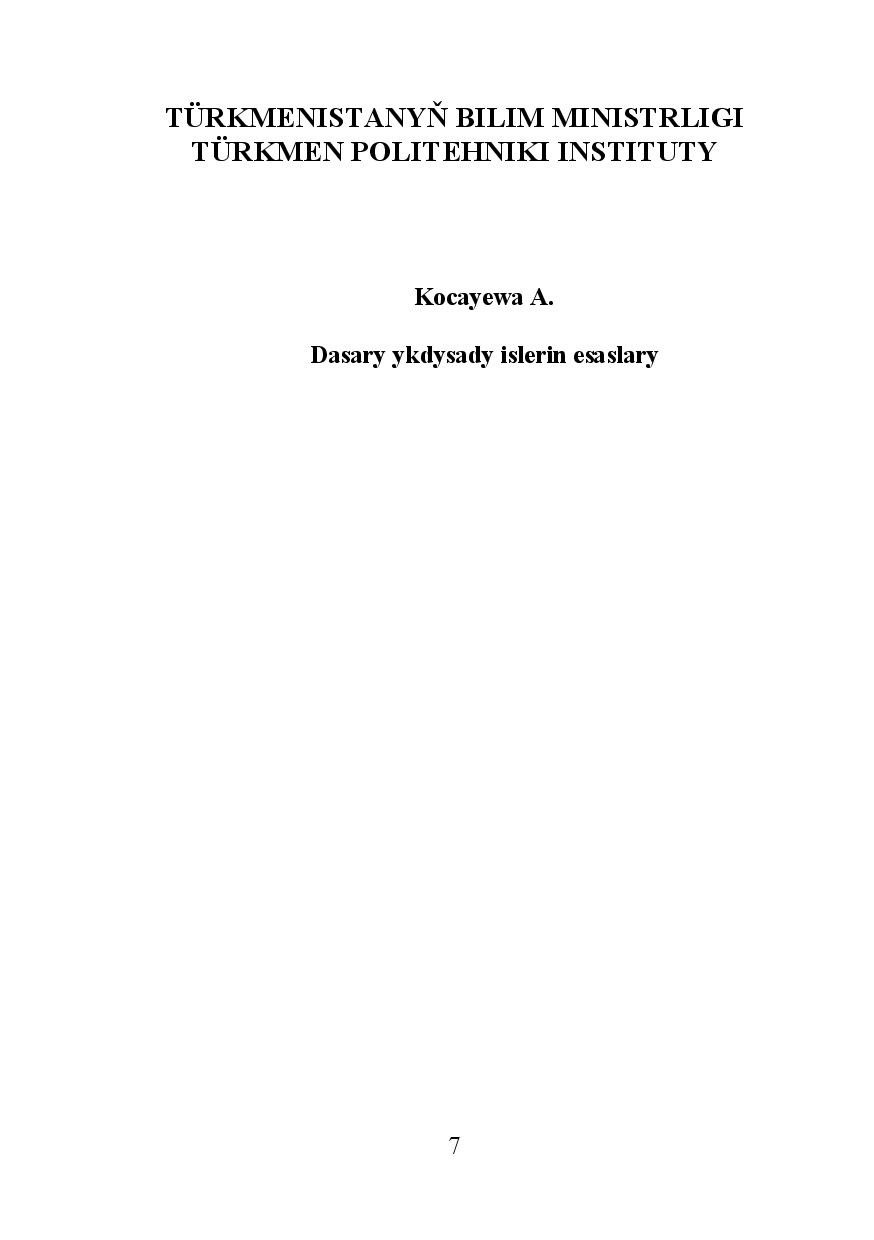 DAŞARY YKDYSADY IŞLERIŇ ESASLARY