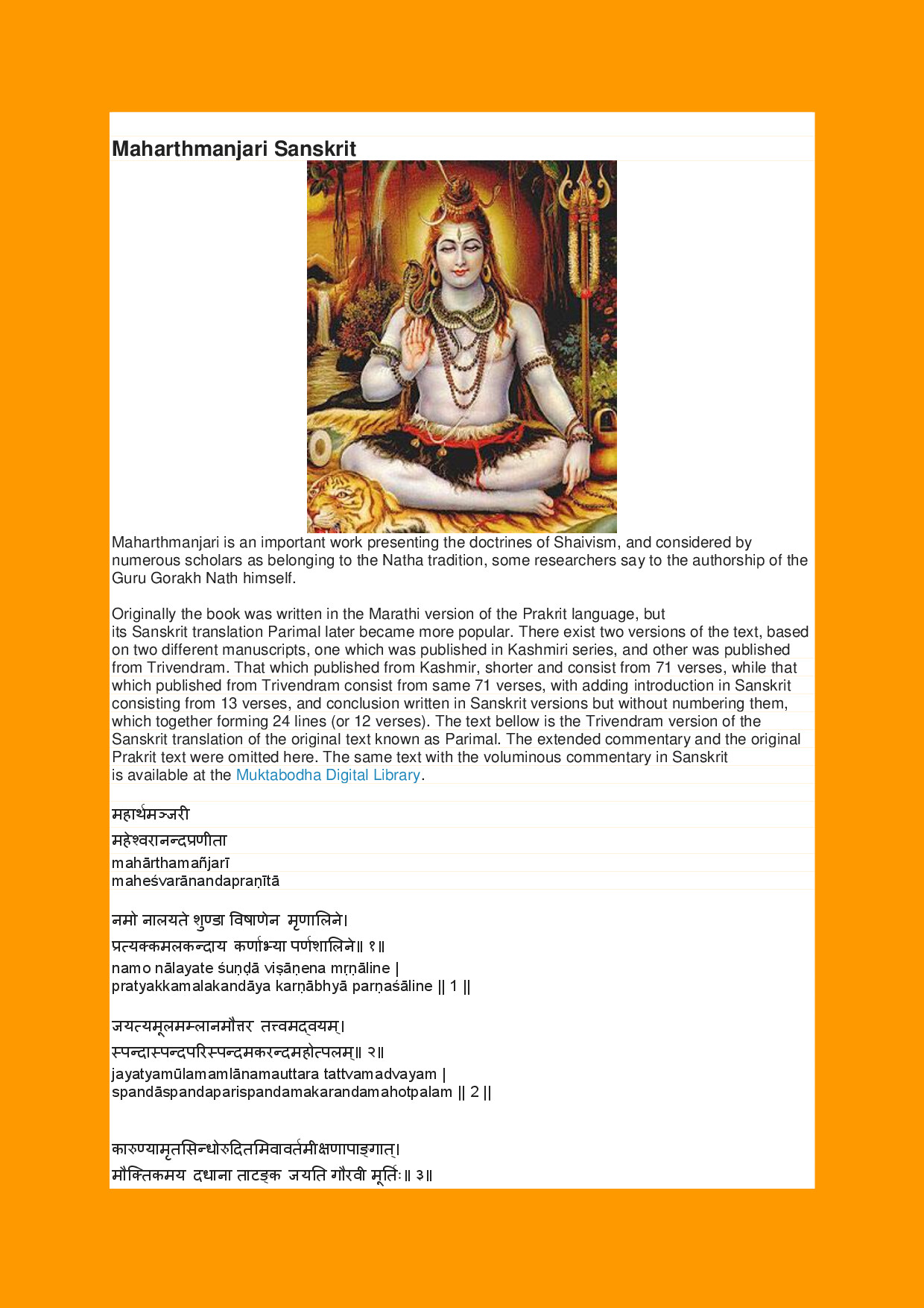 MAHARTH MANJARI   GORAKSH NATH AND THE NATHA SAMPRADAYA
