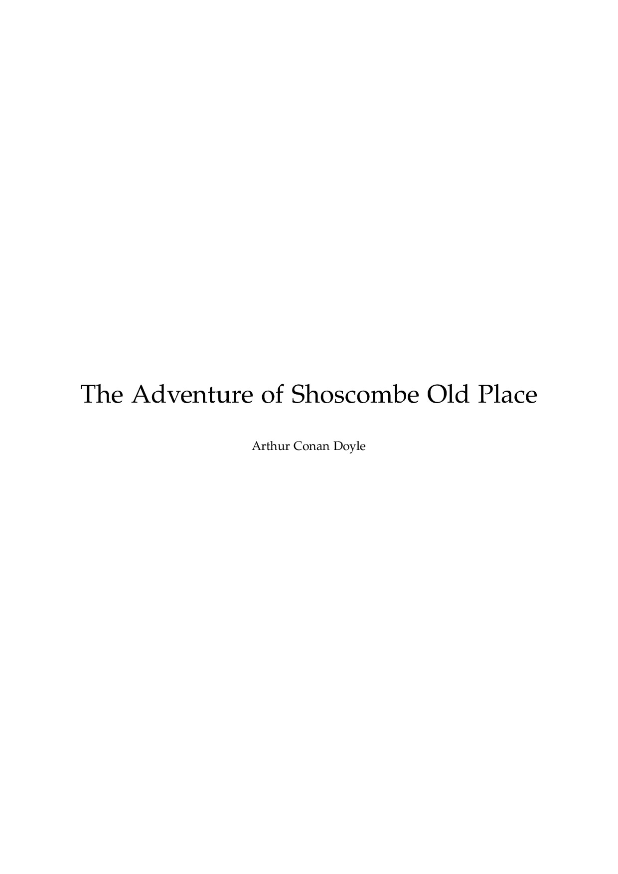 2   THE ADVENTURE OF SHOSCOMBE OLD PLACE