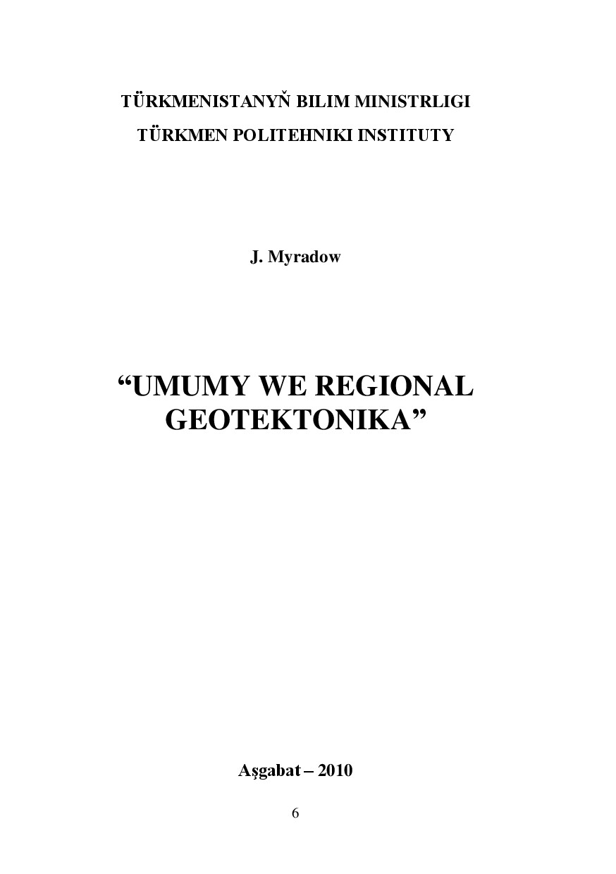 UMUMY WE REGIONAL GEOTEKTONIKA