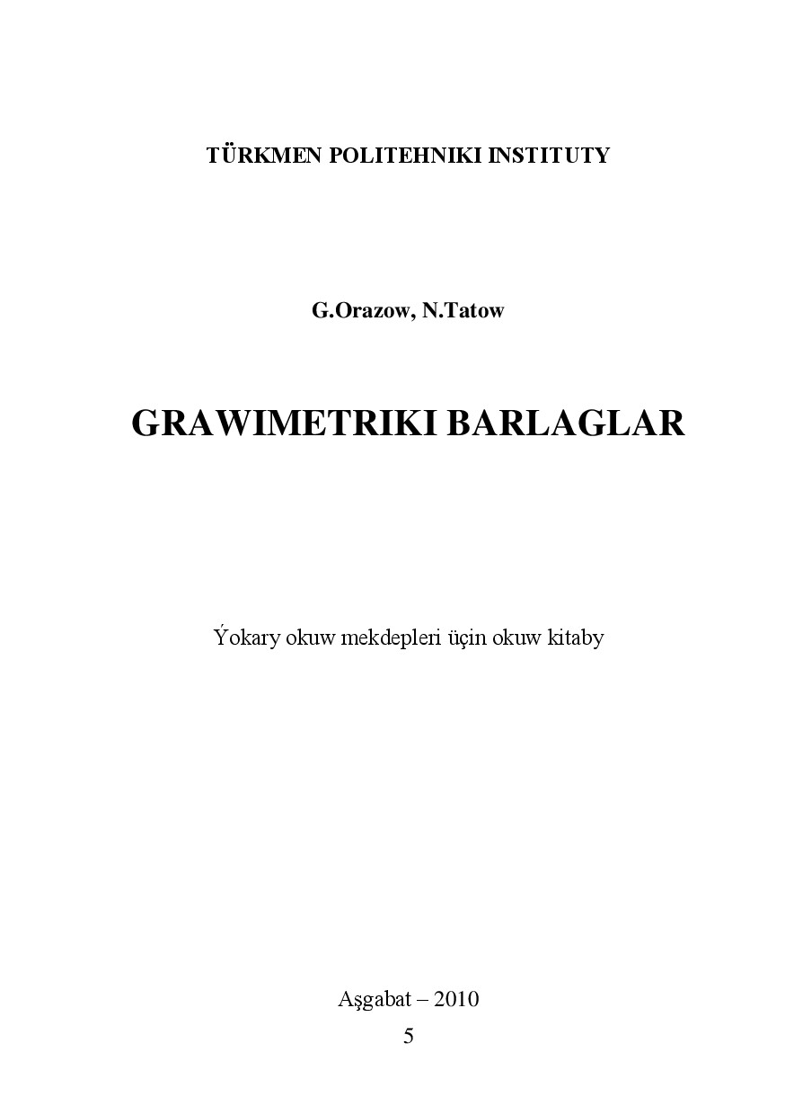 GRAWIMETRIKI BARLAGLAR