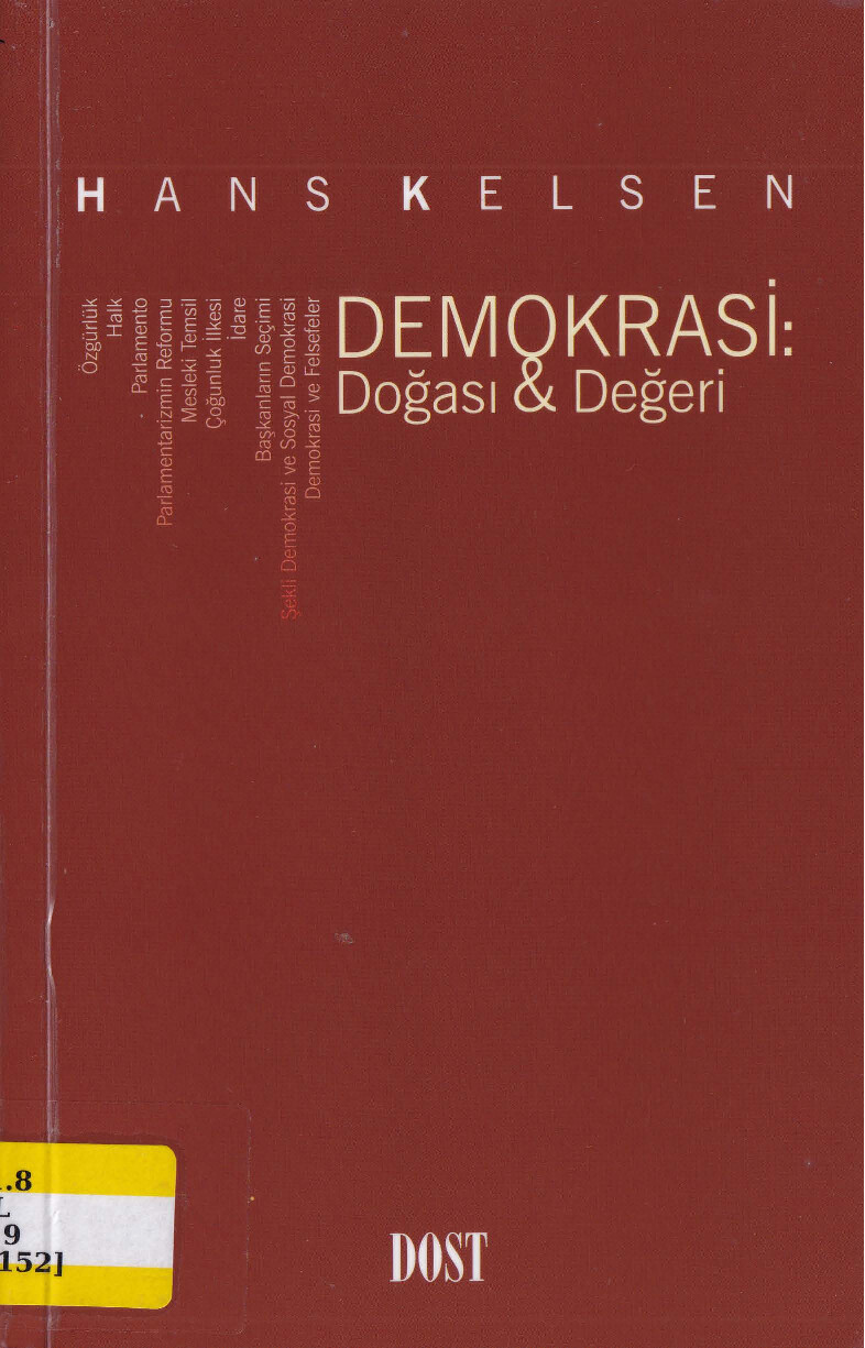 HANS KELSEN   DEMOKRASI • DOĞASI VE DEĞERI