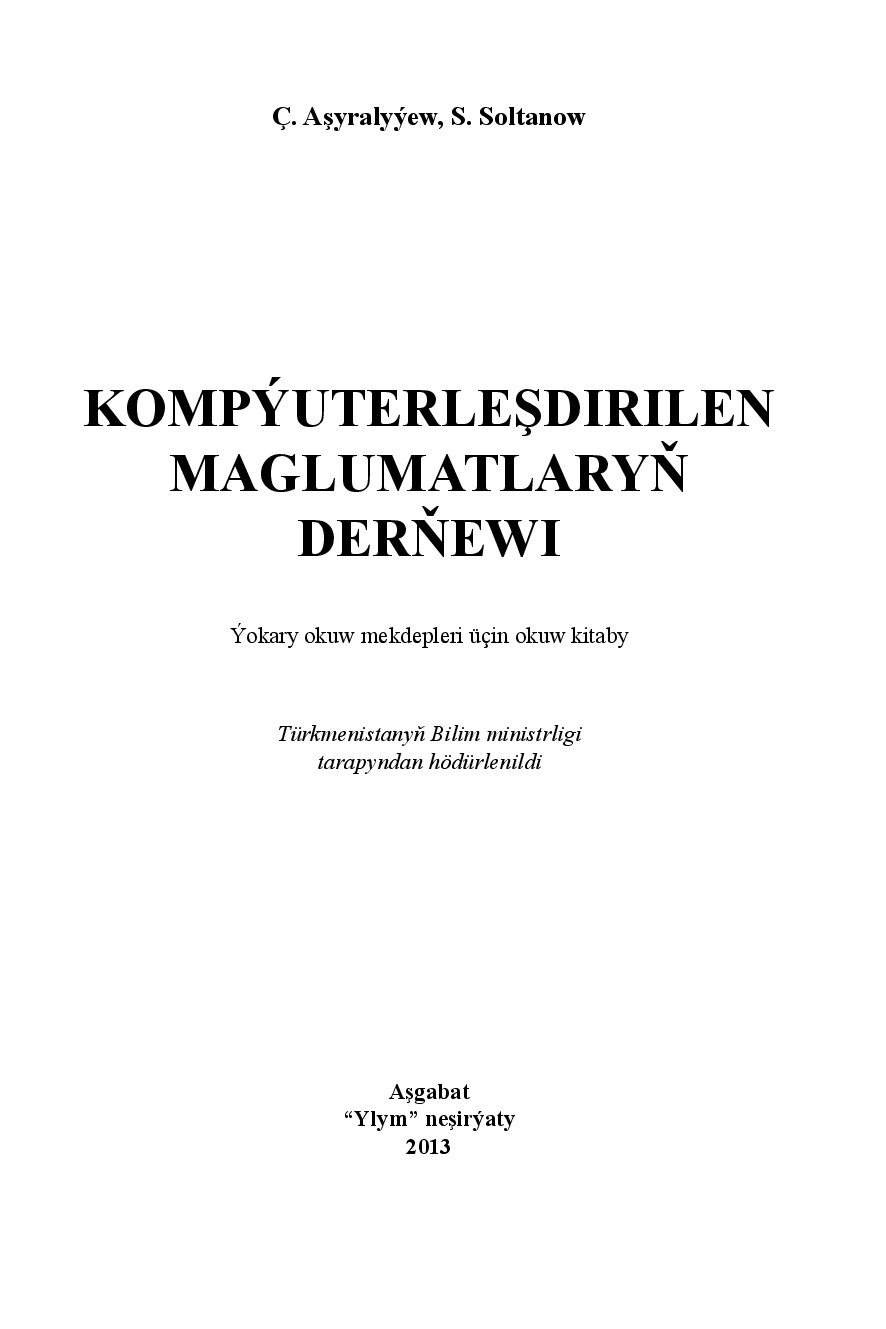 KOMÝUTERLEŞDIRILEN MAGLUMATLARYŇ DERŇEWI