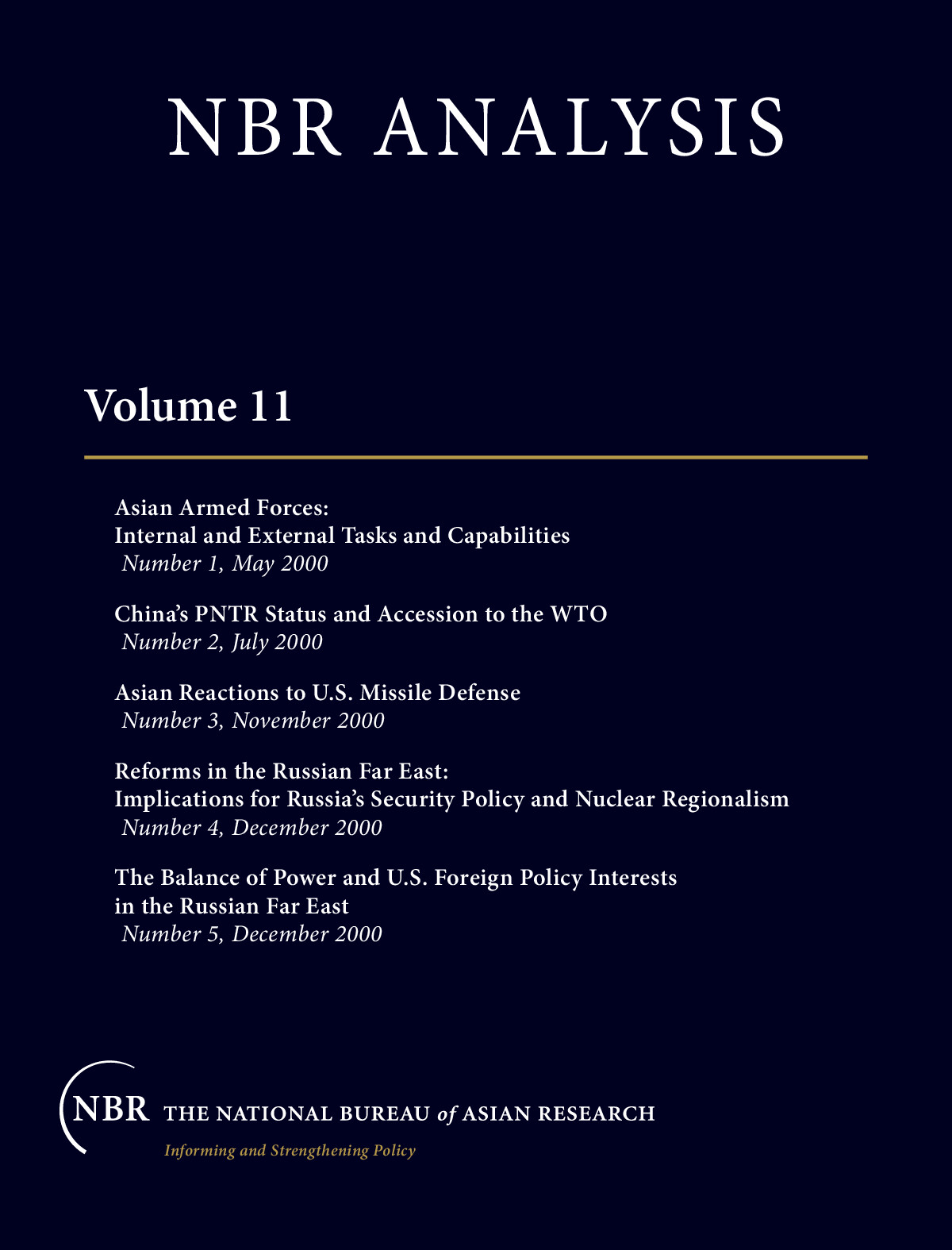 NBR ANALYSIS  VOLUME 11