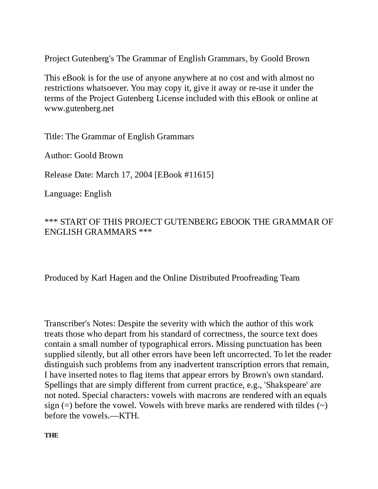 THE GRAMMAR OF ENGLISH GRAMMARS