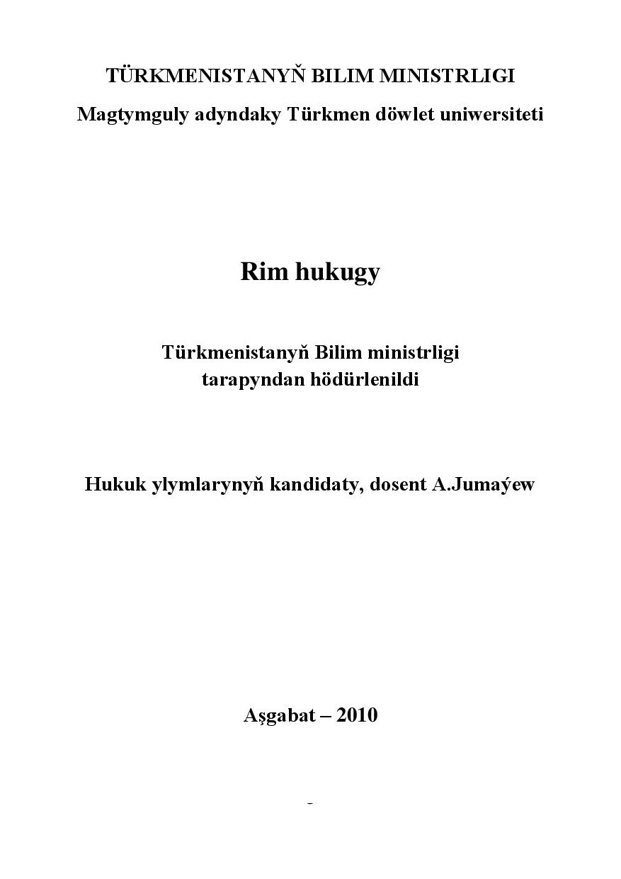 JUMAÝEW A~RIM HUKUGY 2010`TDU