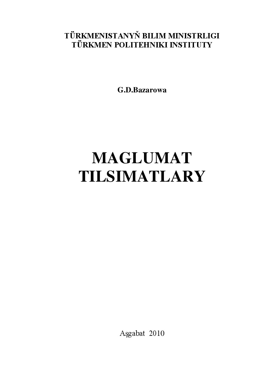 MAGLUMAT TILSIMATLARY