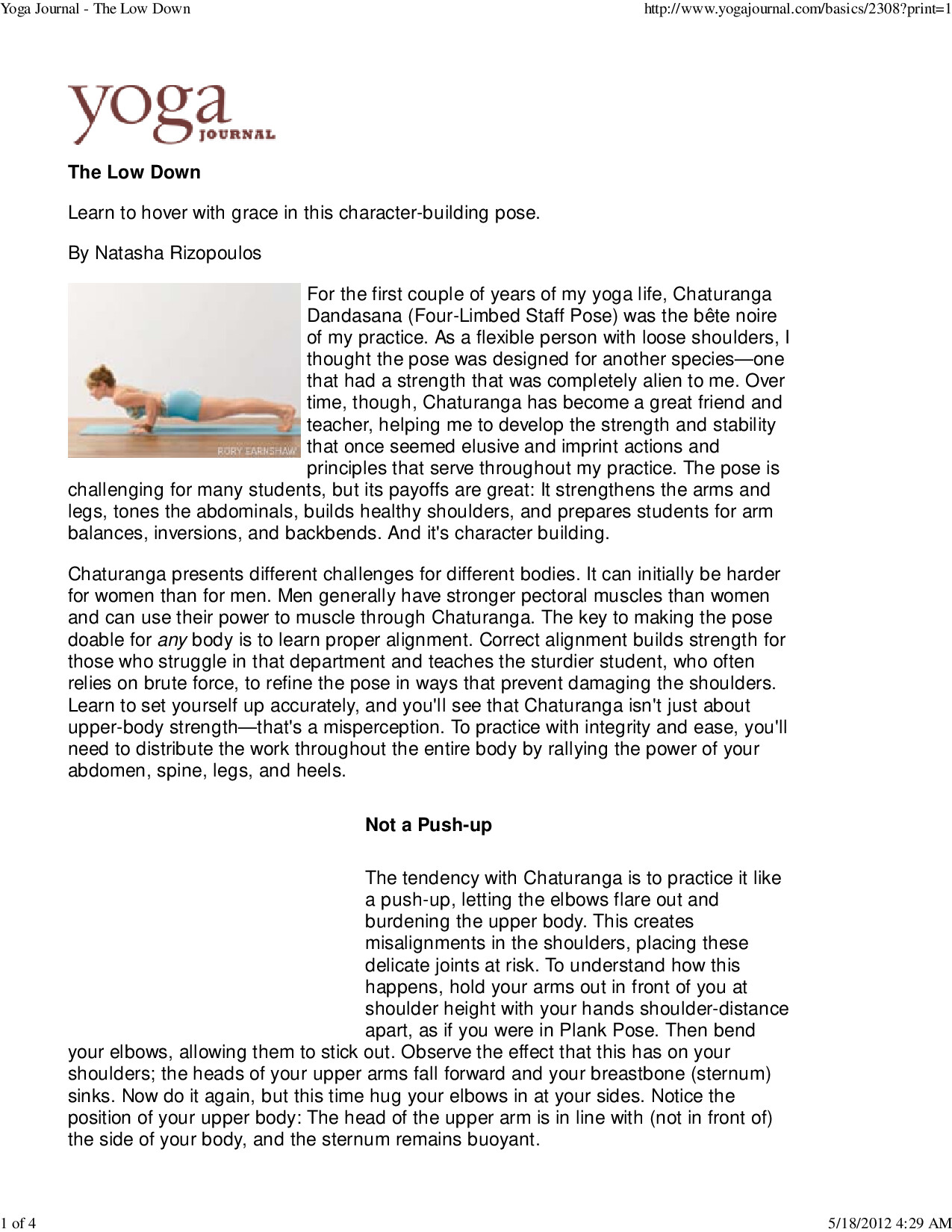 YOGA JOURNAL   THE LOW DOWN (1)