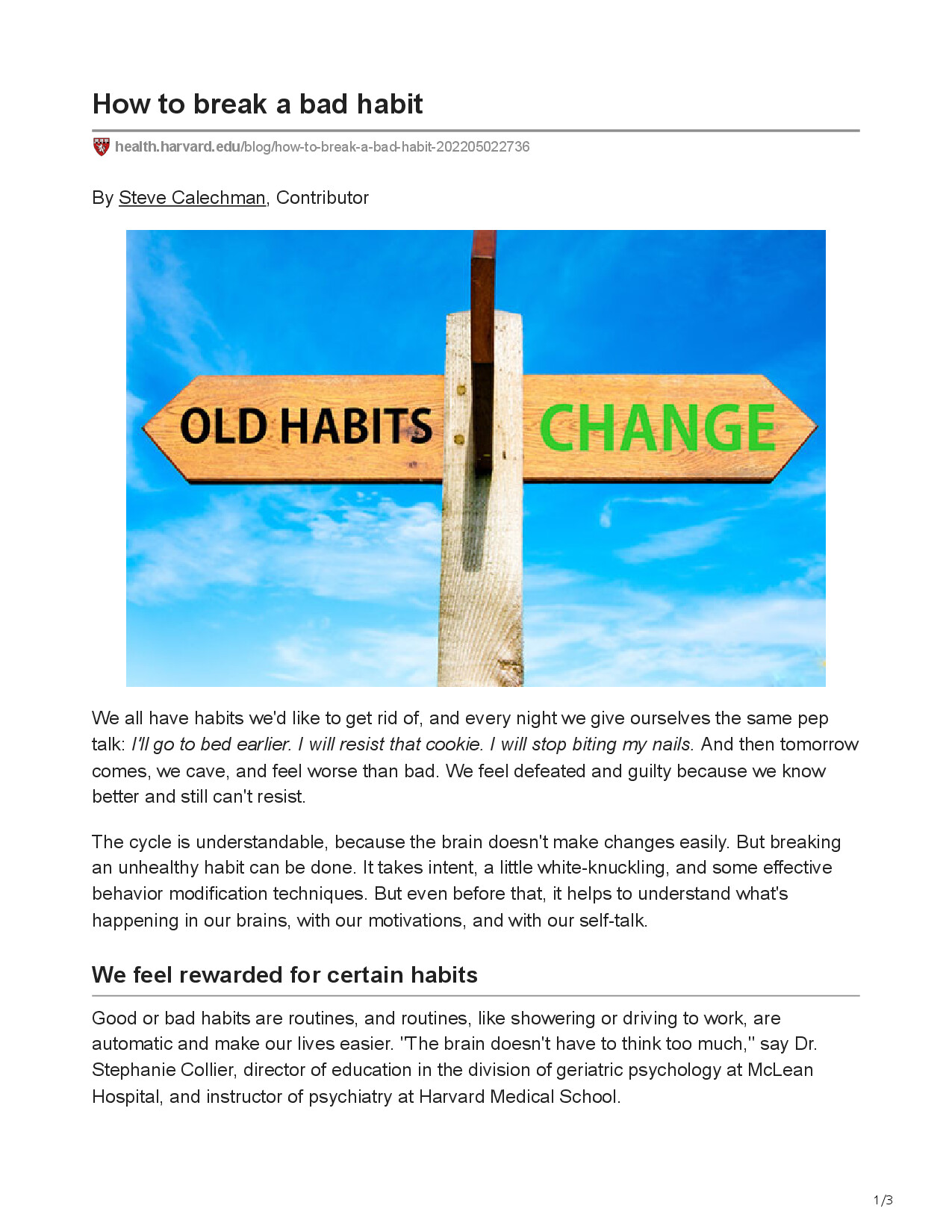 HOW TO BREAK A BAD HABIT