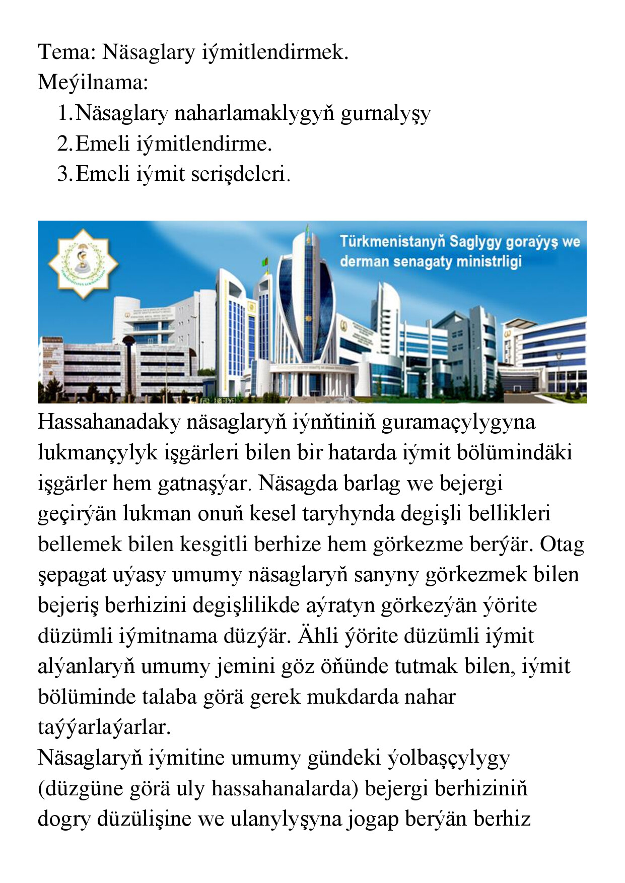 NÄSAGY IÝMITLENDIRMEK REFERAT
