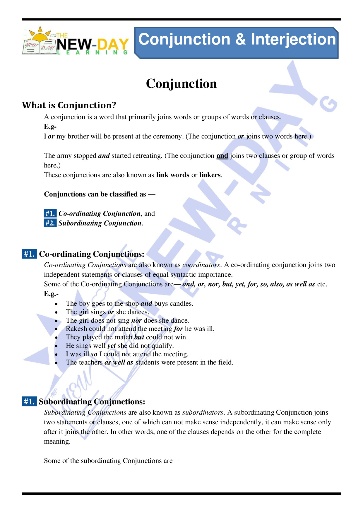CONJUNCTION & INTERJECTION