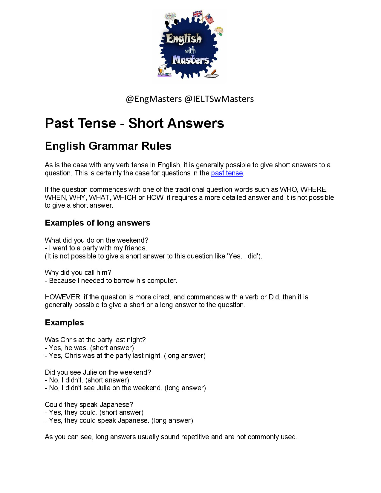 SHORT ANSWERS
