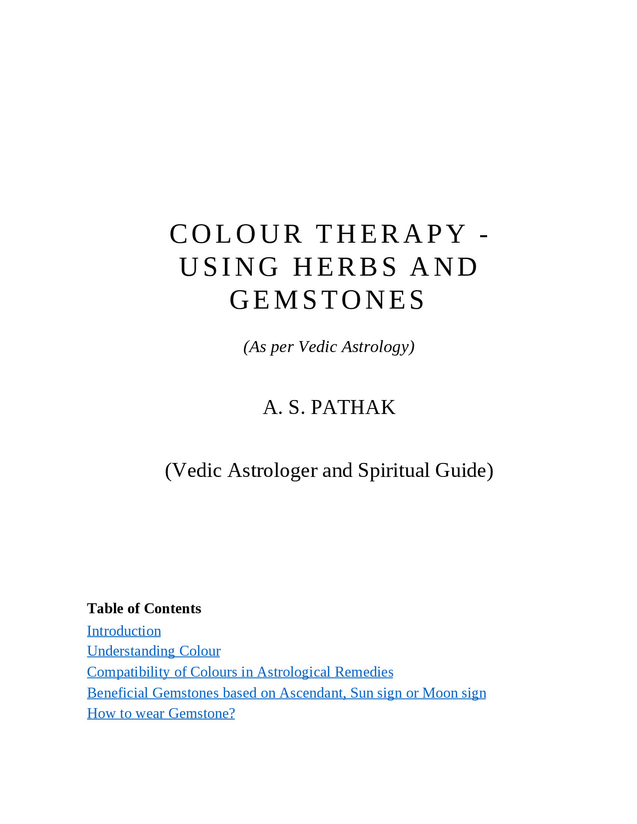 COLOUR THERAPY   USING HERBS AND GEMSTONES  AS